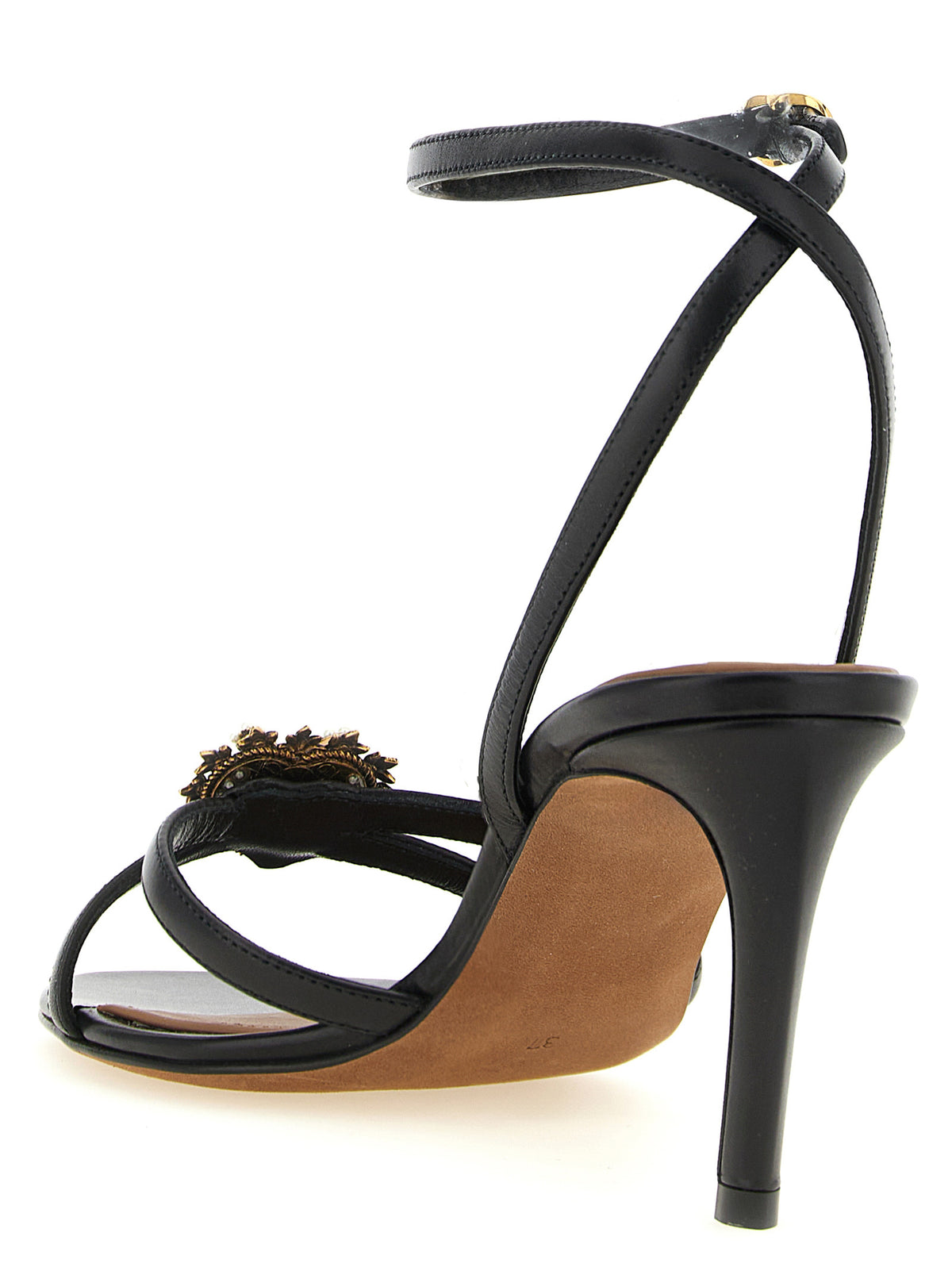Dolce & Gabbana Black Calfskin Stiletto Heel Women's Sandals