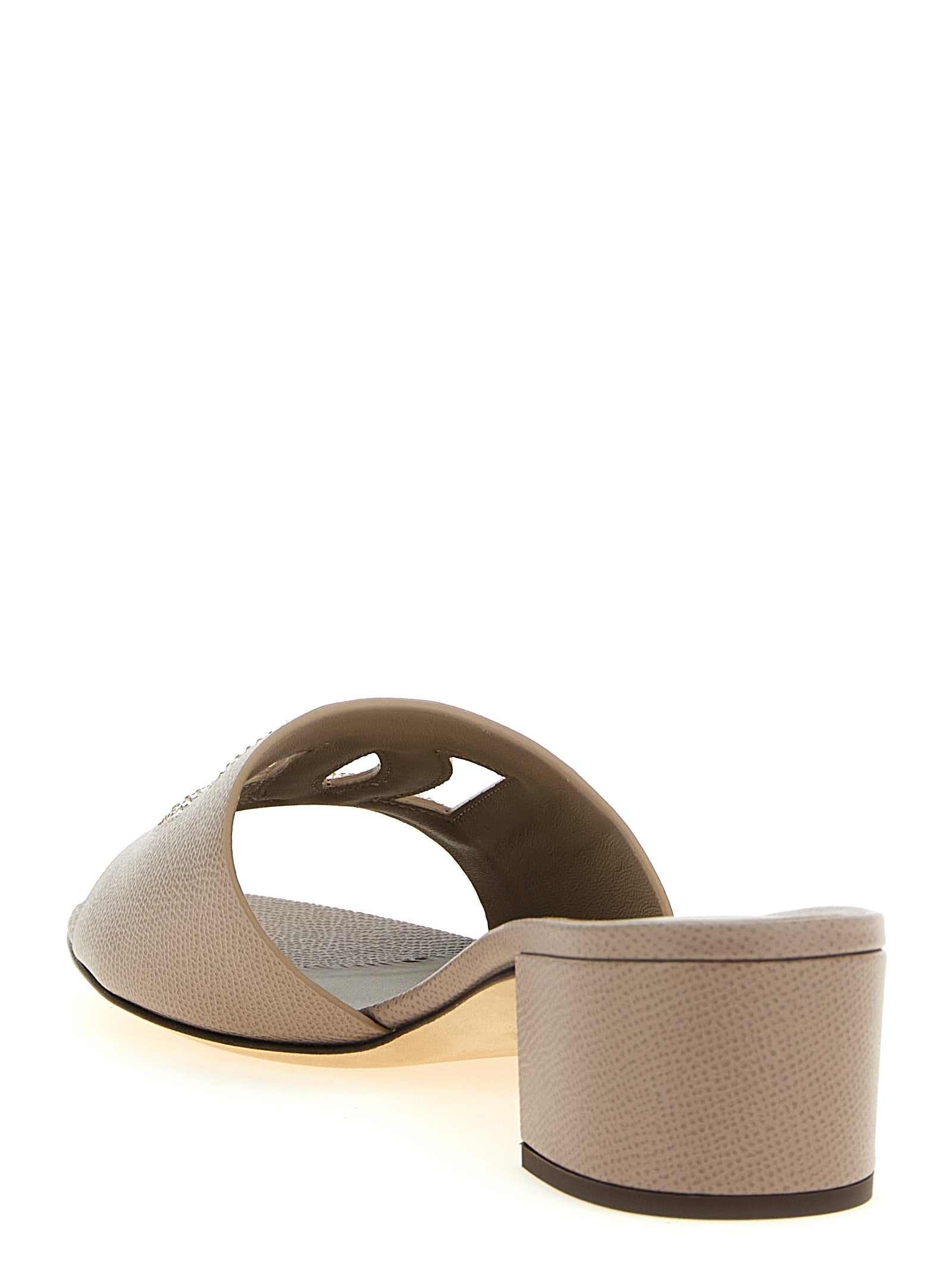 Dolce & Gabbana Gray Calfskin Women's Mules
