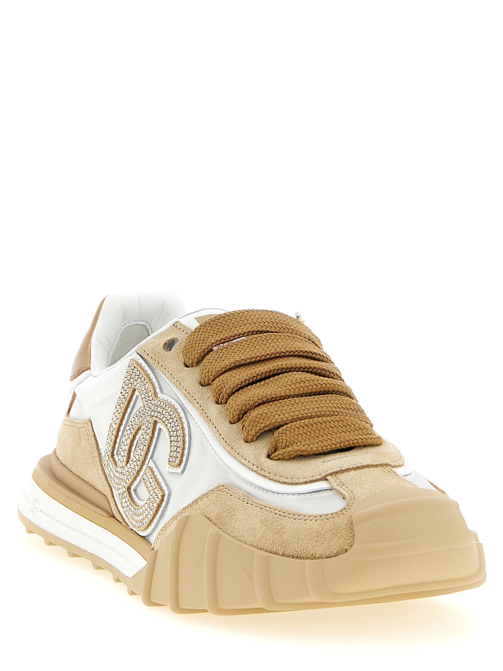 Dolce & Gabbana Beige Calfskin Athletic Women's Sneakers