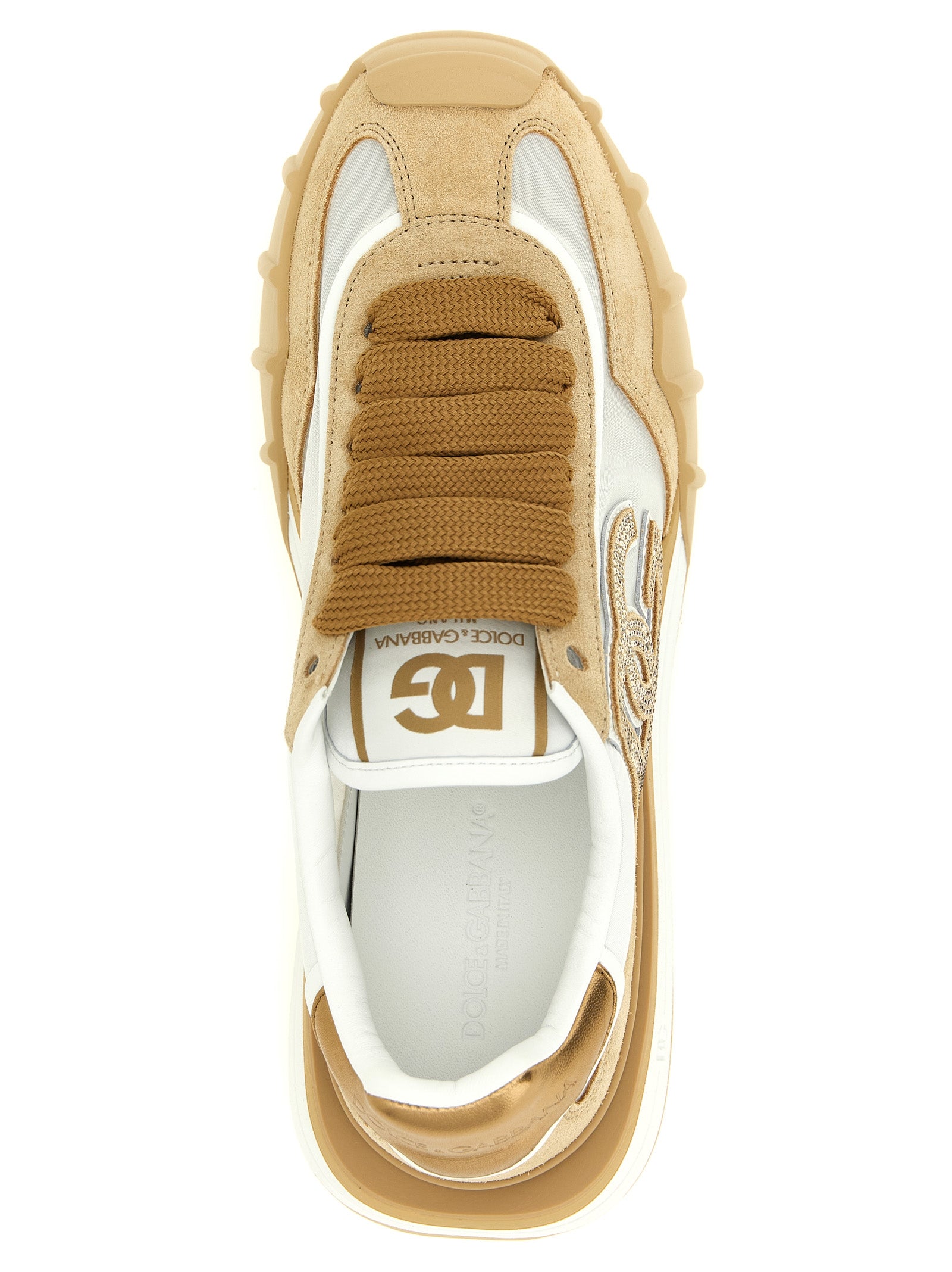 Dolce & Gabbana Beige Calfskin Athletic Women's Sneakers