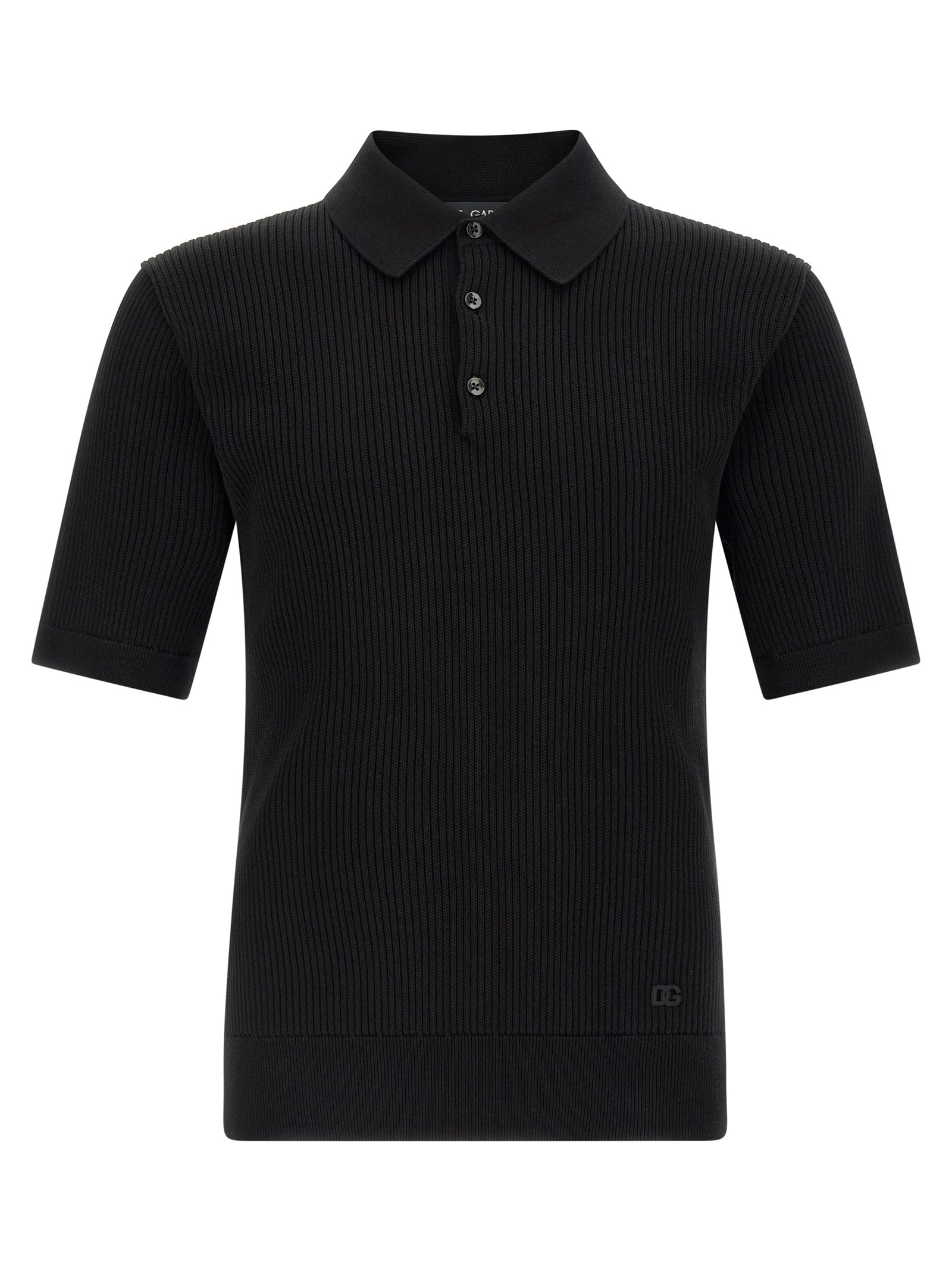 Dolce & Gabbana Black Cotton Polo Men's Shirt