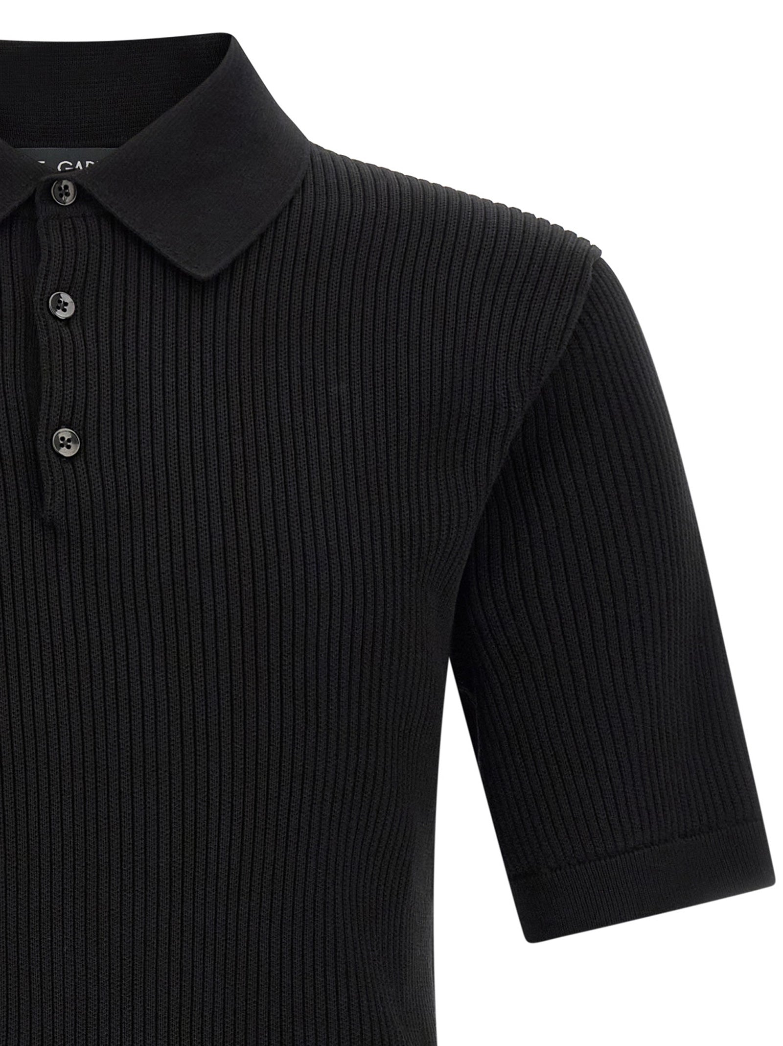 Dolce & Gabbana Black Cotton Polo Men's Shirt