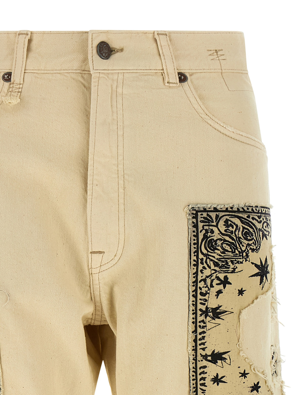 R13 Beige Cotton Straight-Leg Women's Jeans