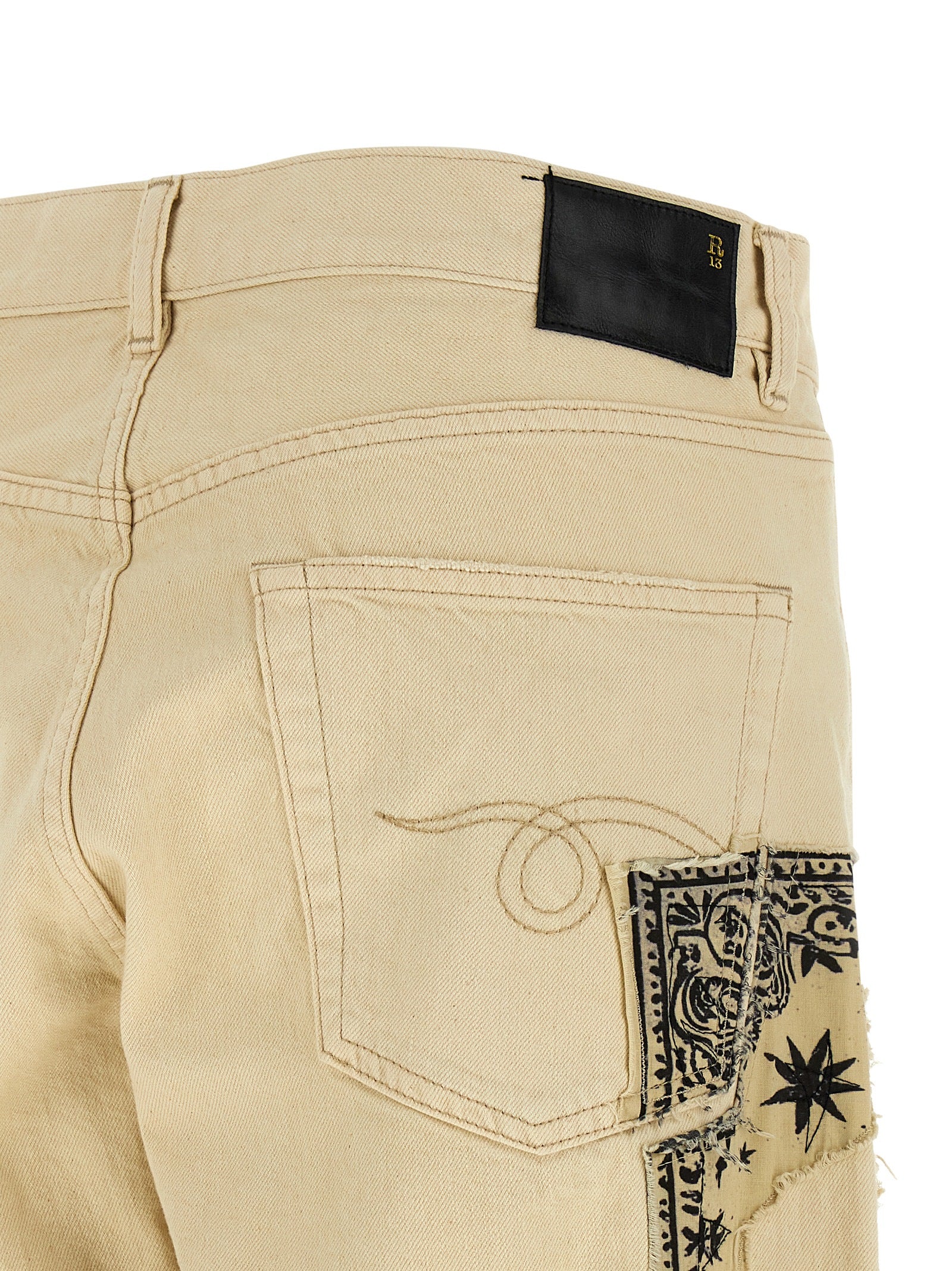 R13 Beige Cotton Straight-Leg Women's Jeans