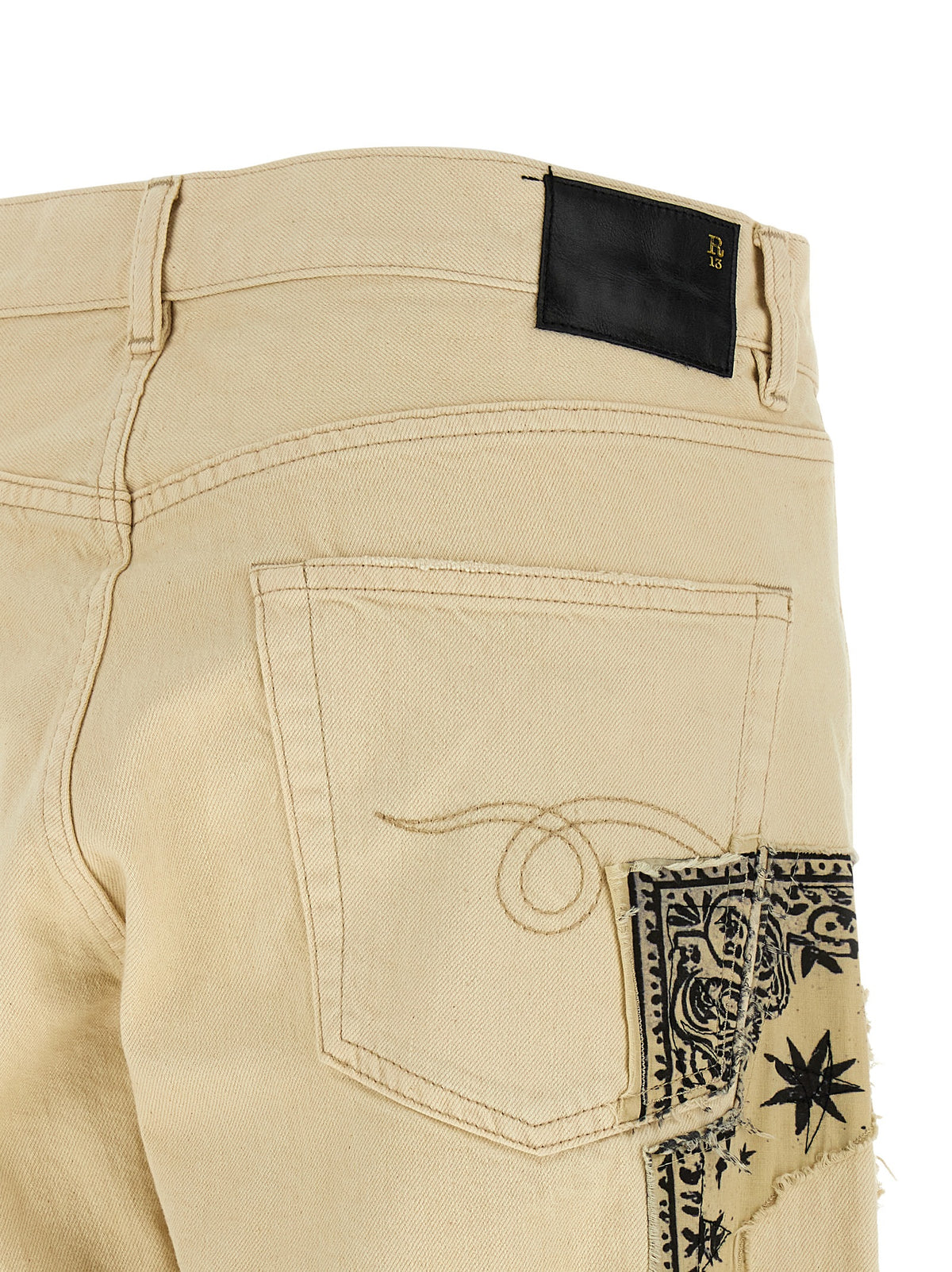 R13 Beige Cotton Straight-Leg Women's Jeans