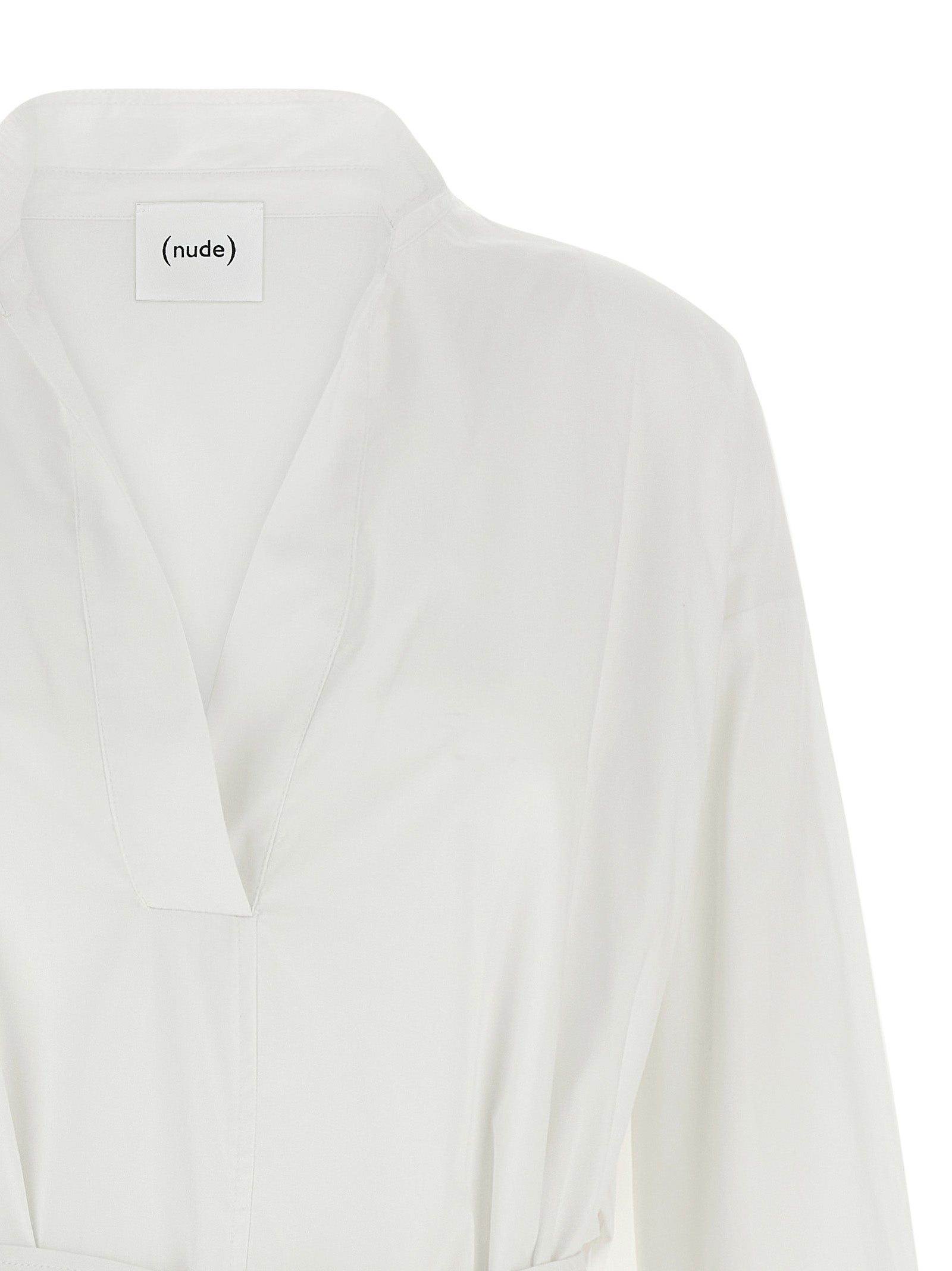 NUDE White Cotton Midi Women's Dress