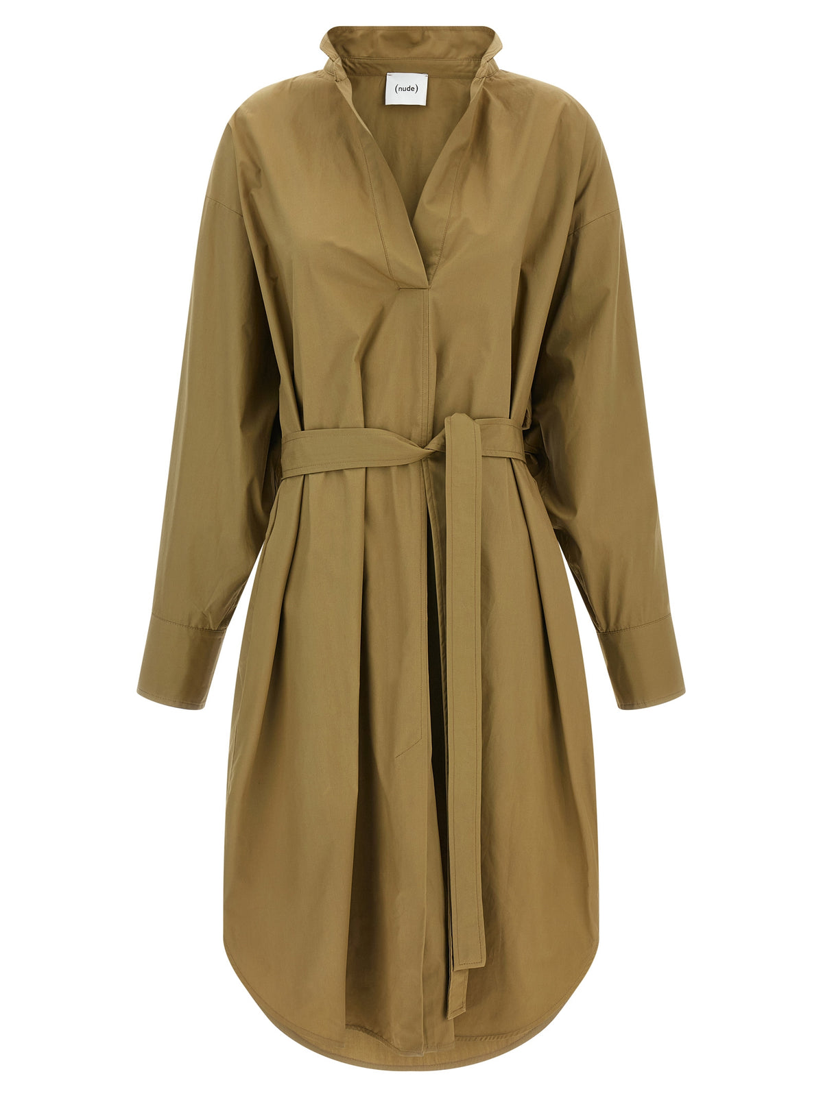 NUDE Brown Cotton Midi Women's Dress