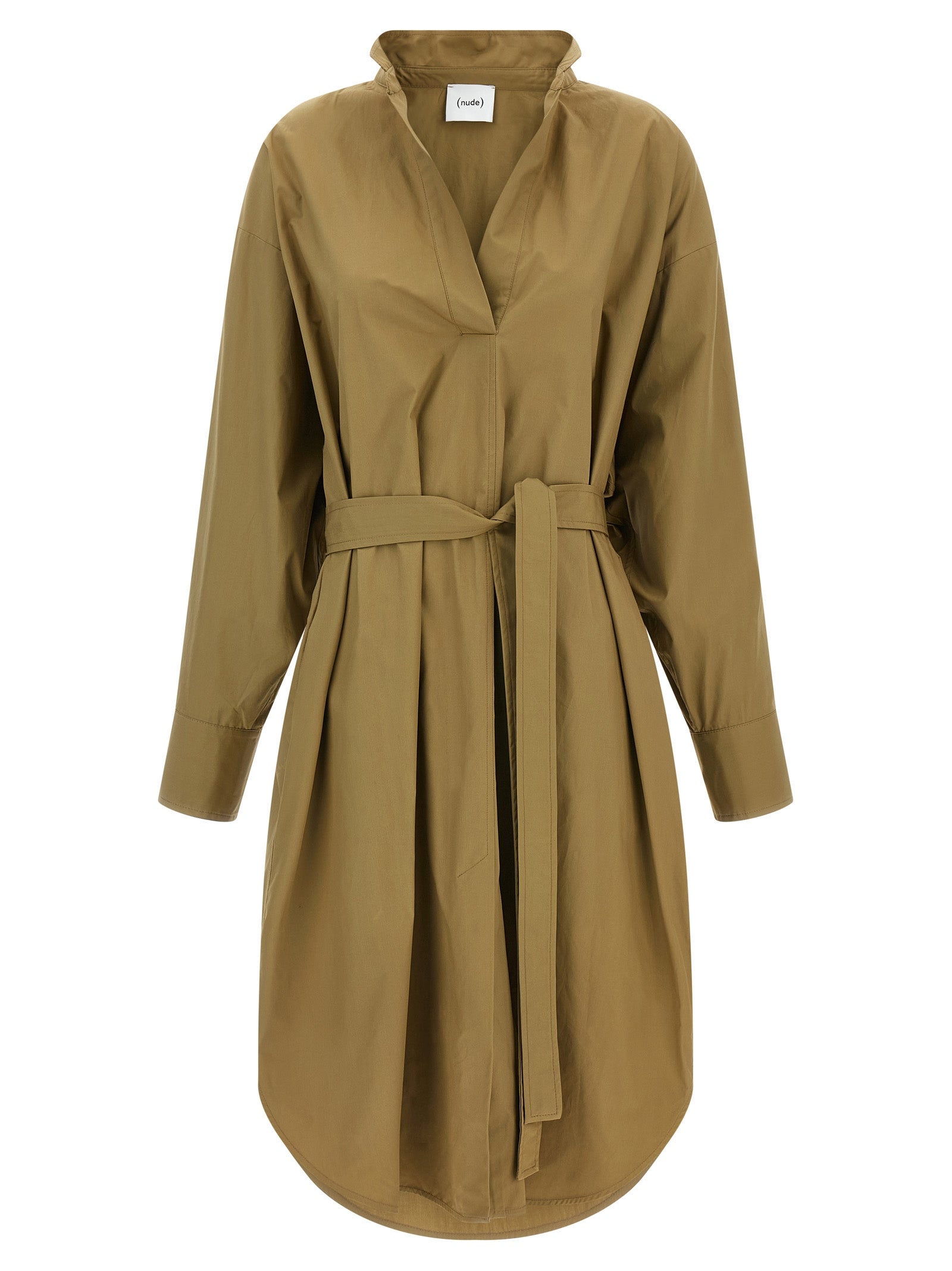 NUDE Brown Cotton Midi Women's Dress