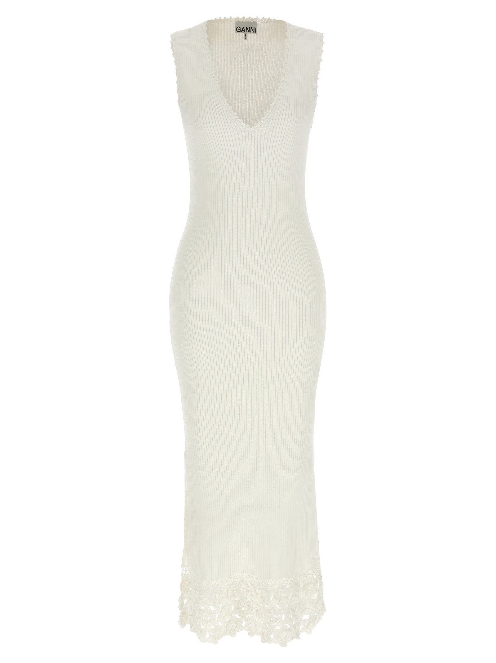 Ganni White Organic Cotton Long Women's Dress
