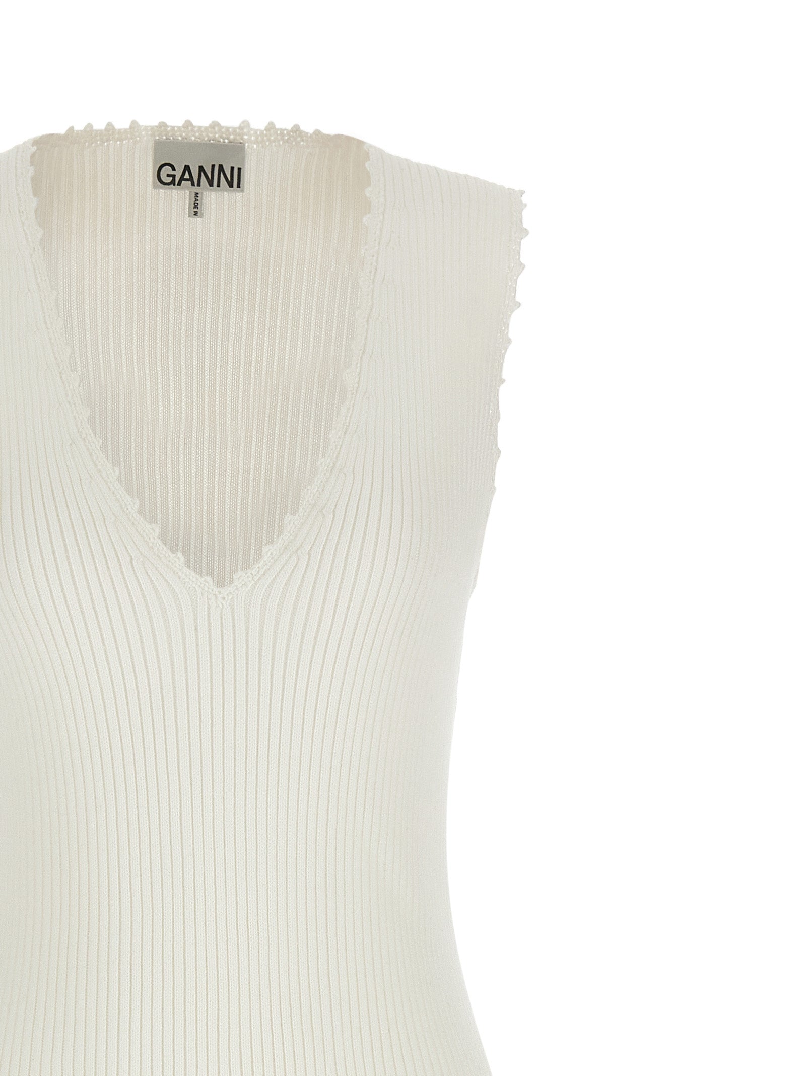 Ganni White Organic Cotton Long Women's Dress