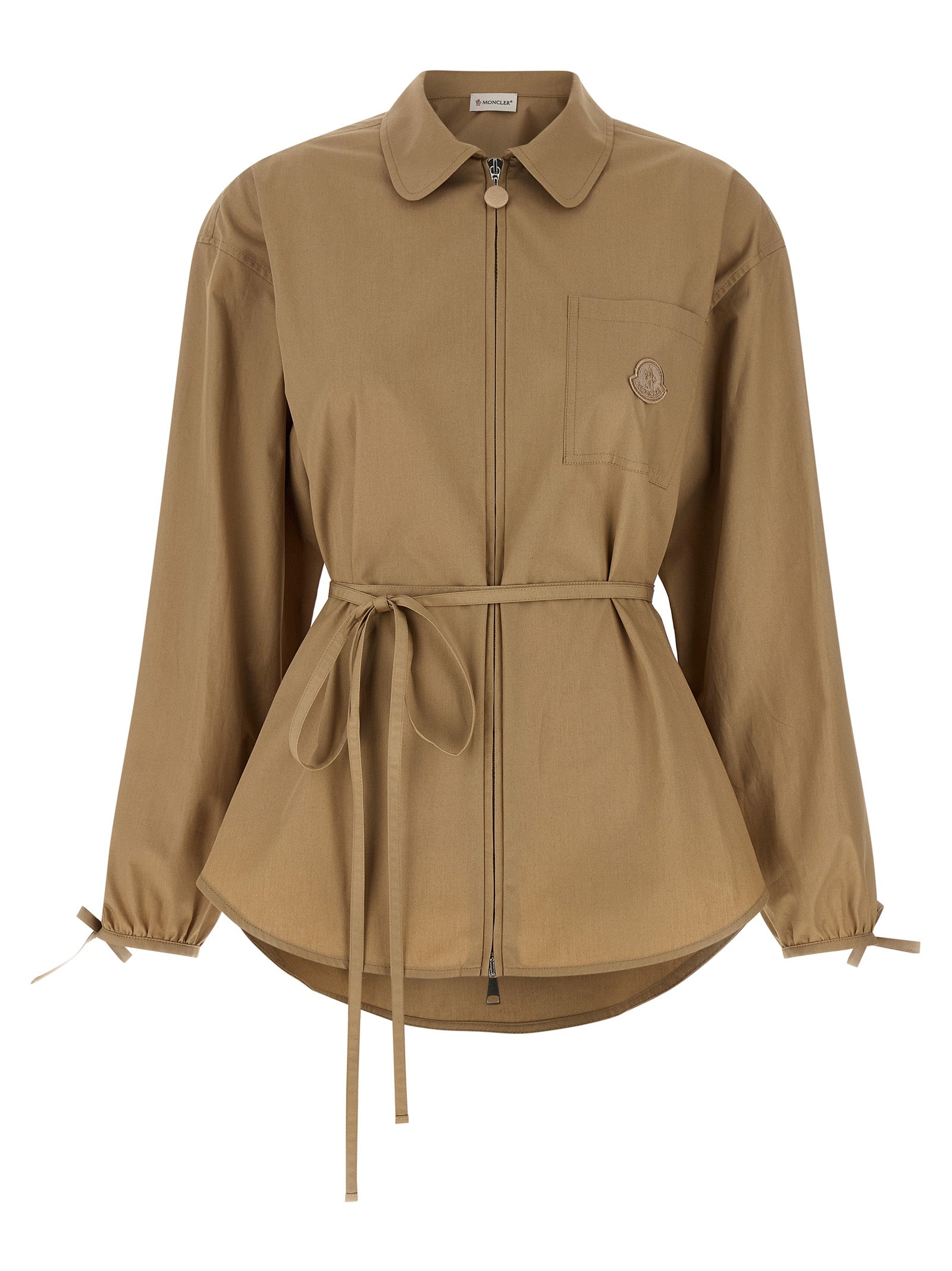 Moncler Beige Cotton Full-Length Women's Jacket