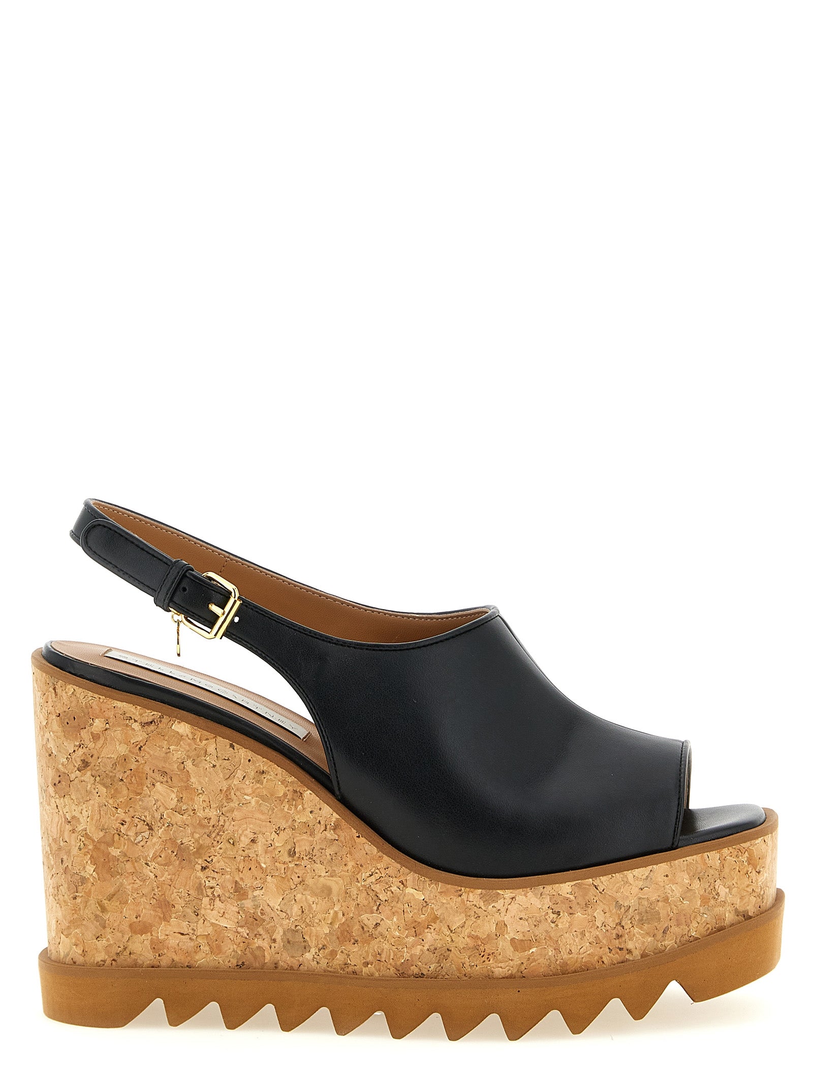 Stella McCartney Black Polyurethane Wedge Women's Sandals
