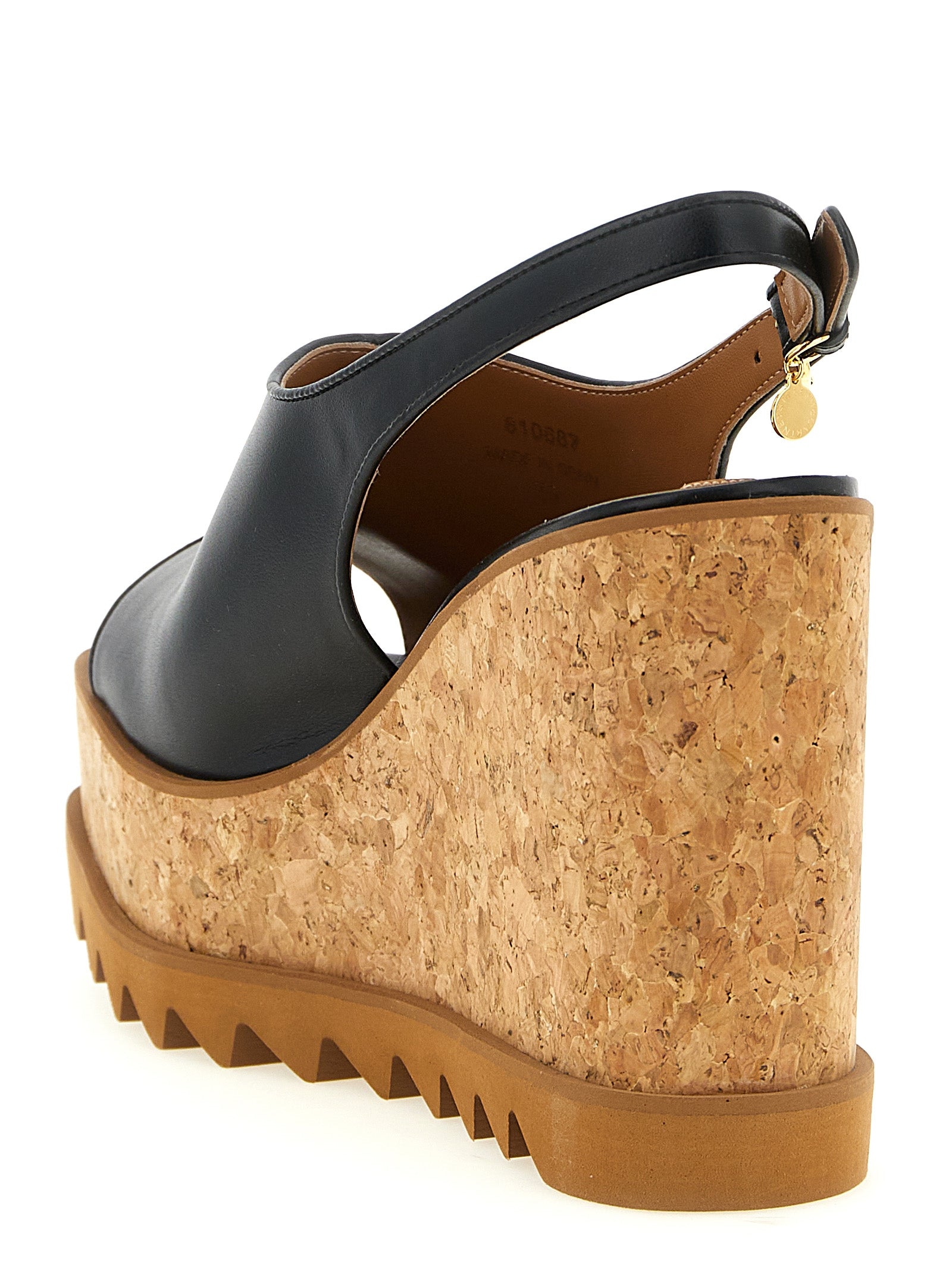 Stella McCartney Black Polyurethane Wedge Women's Sandals