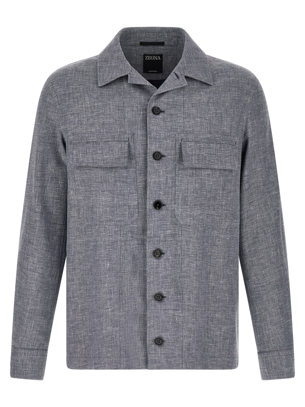 ZEGNA Blue Linen Men's Blouse