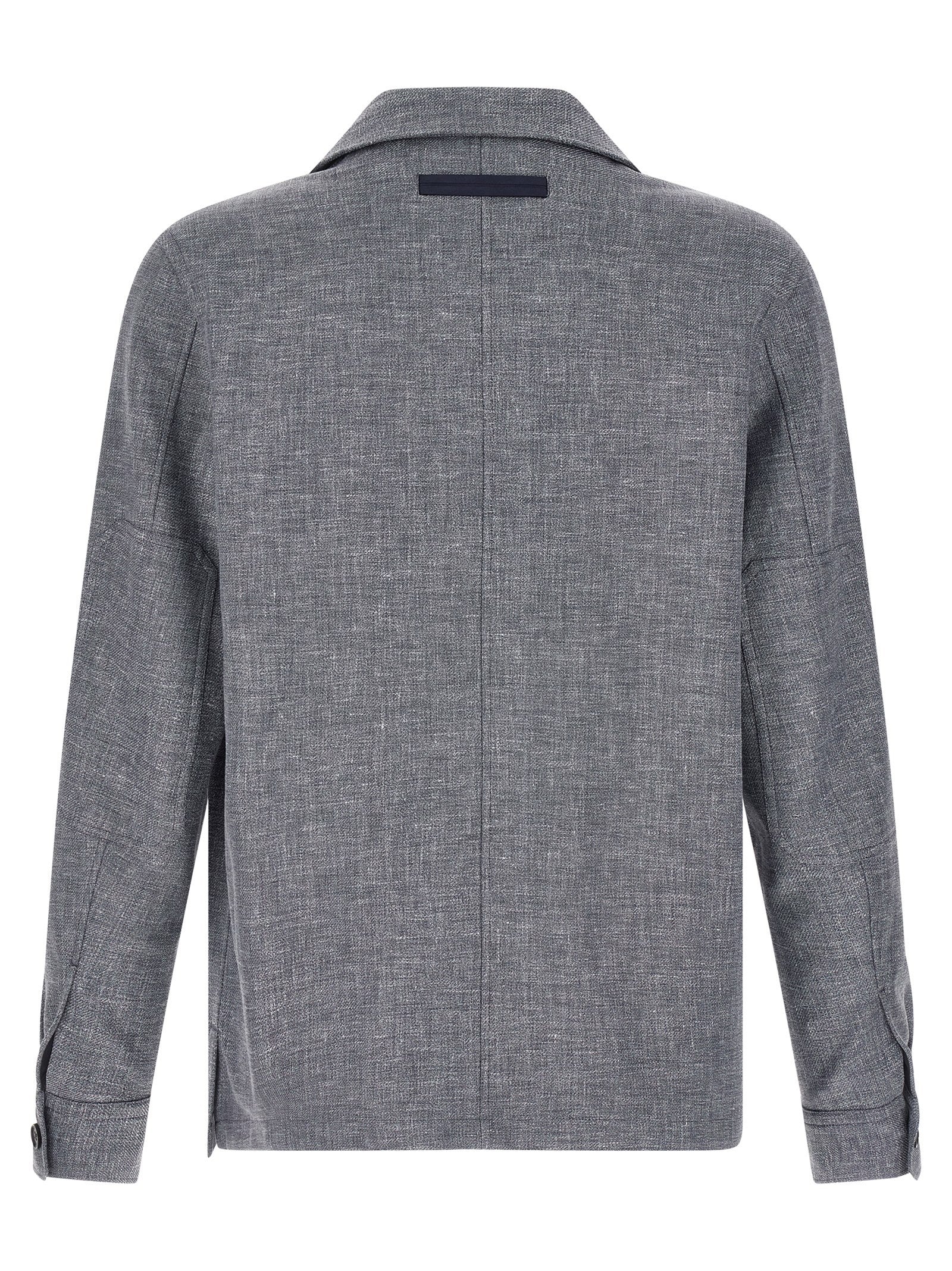 ZEGNA Blue Linen Men's Blouse