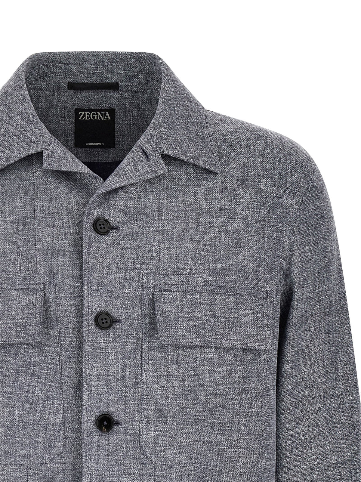ZEGNA Blue Linen Men's Blouse