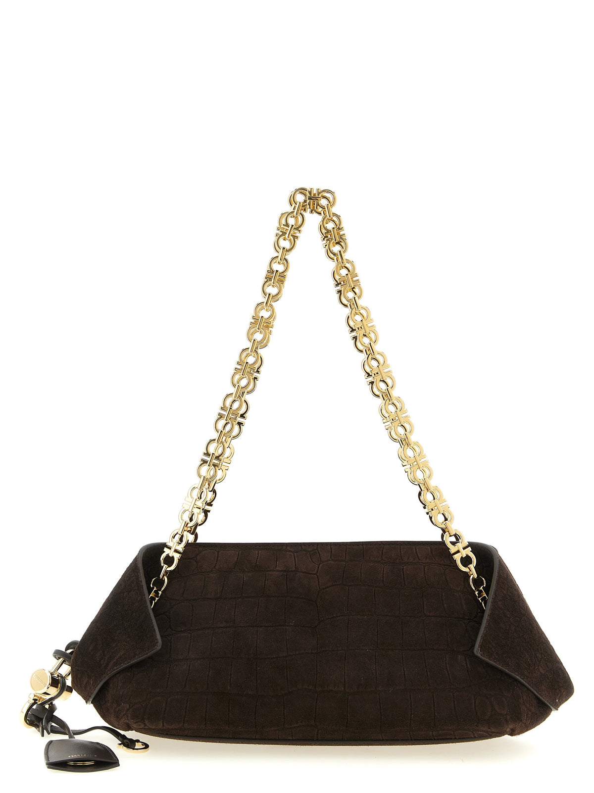 Ferragamo Brown Goatskin Shoulder Women's Bag