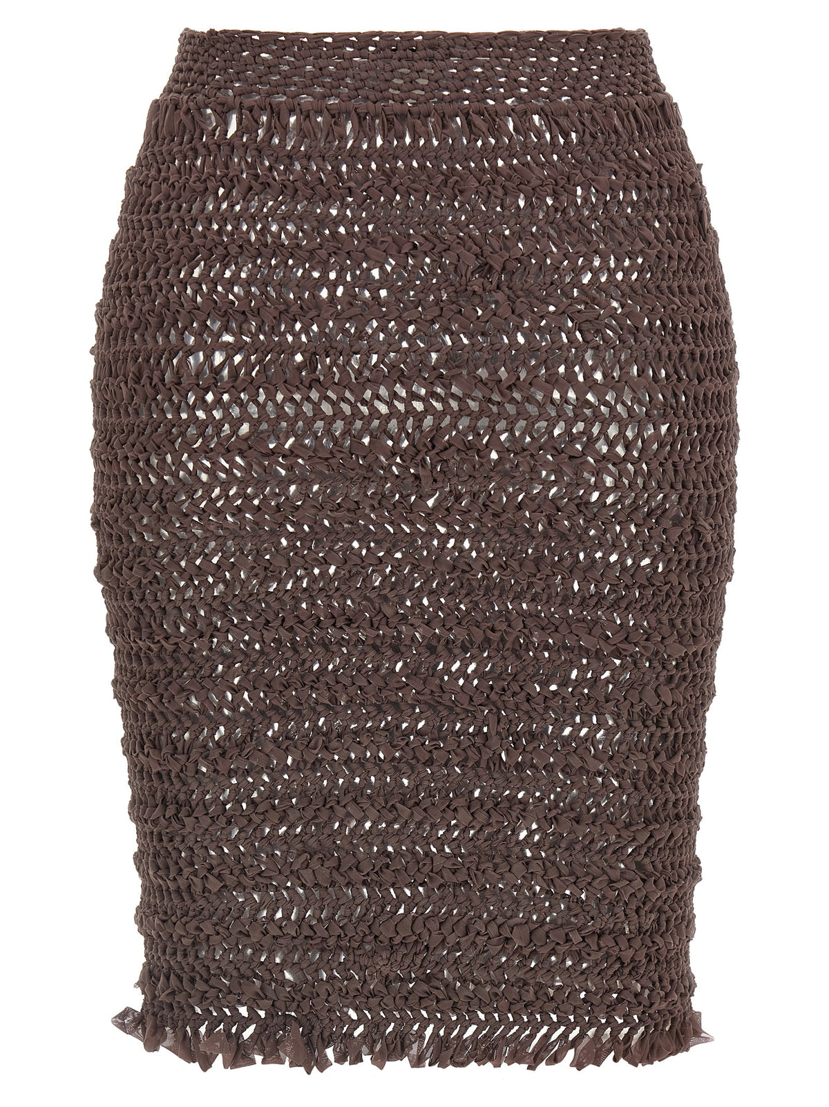 ALLIS Brown Polyester Midi Women's Skirt