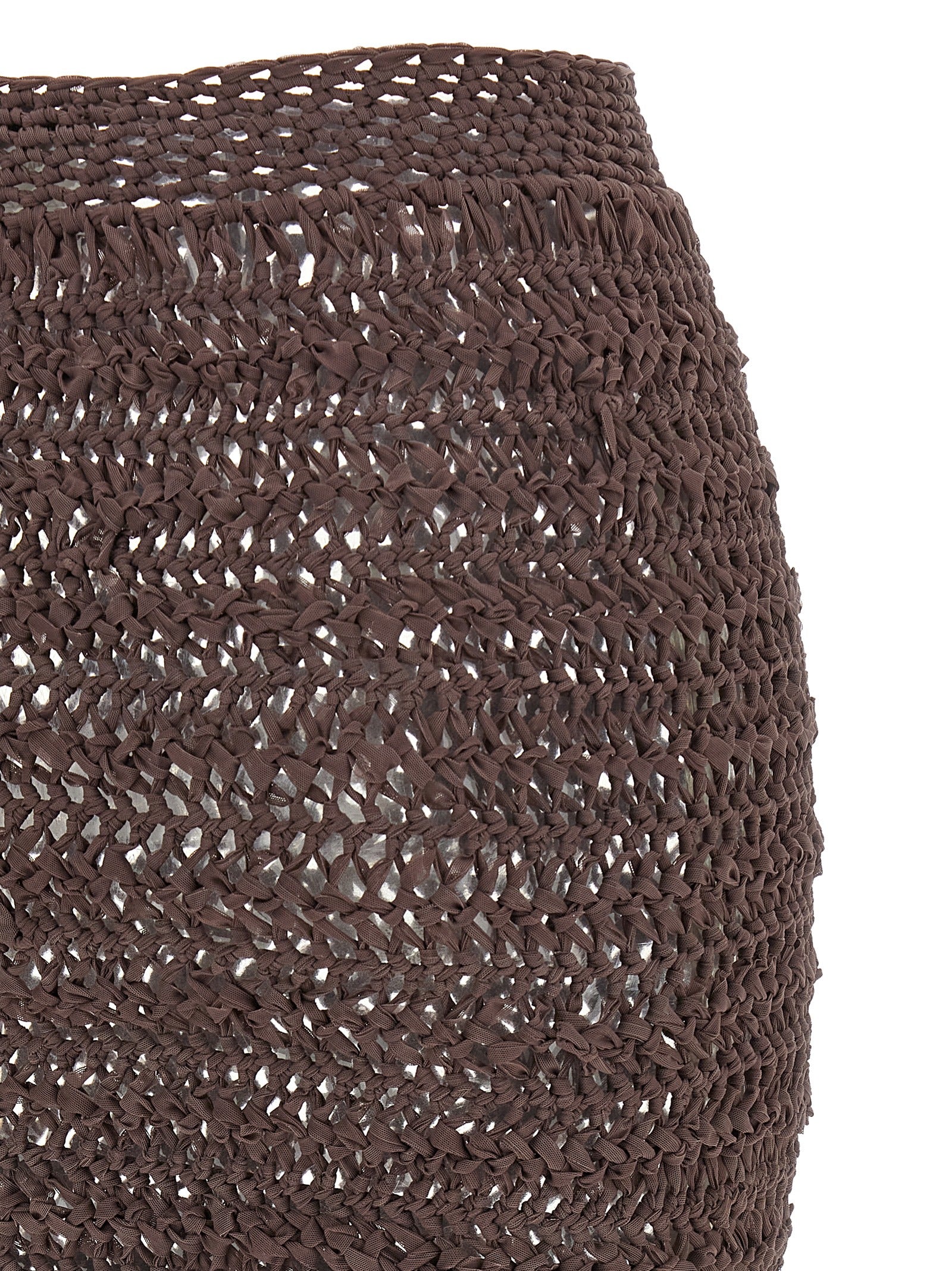 ALLIS Brown Polyester Midi Women's Skirt