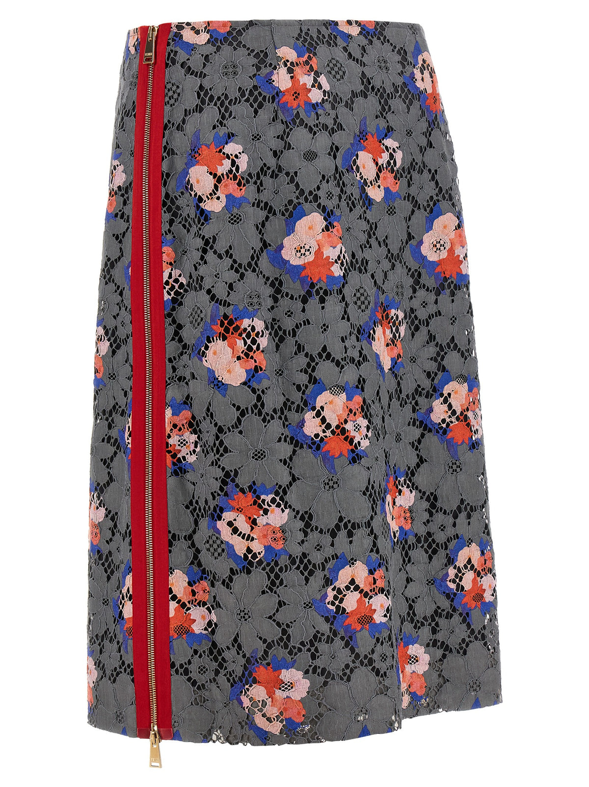 Fendi Gray Cotton Midi Women's Skirt