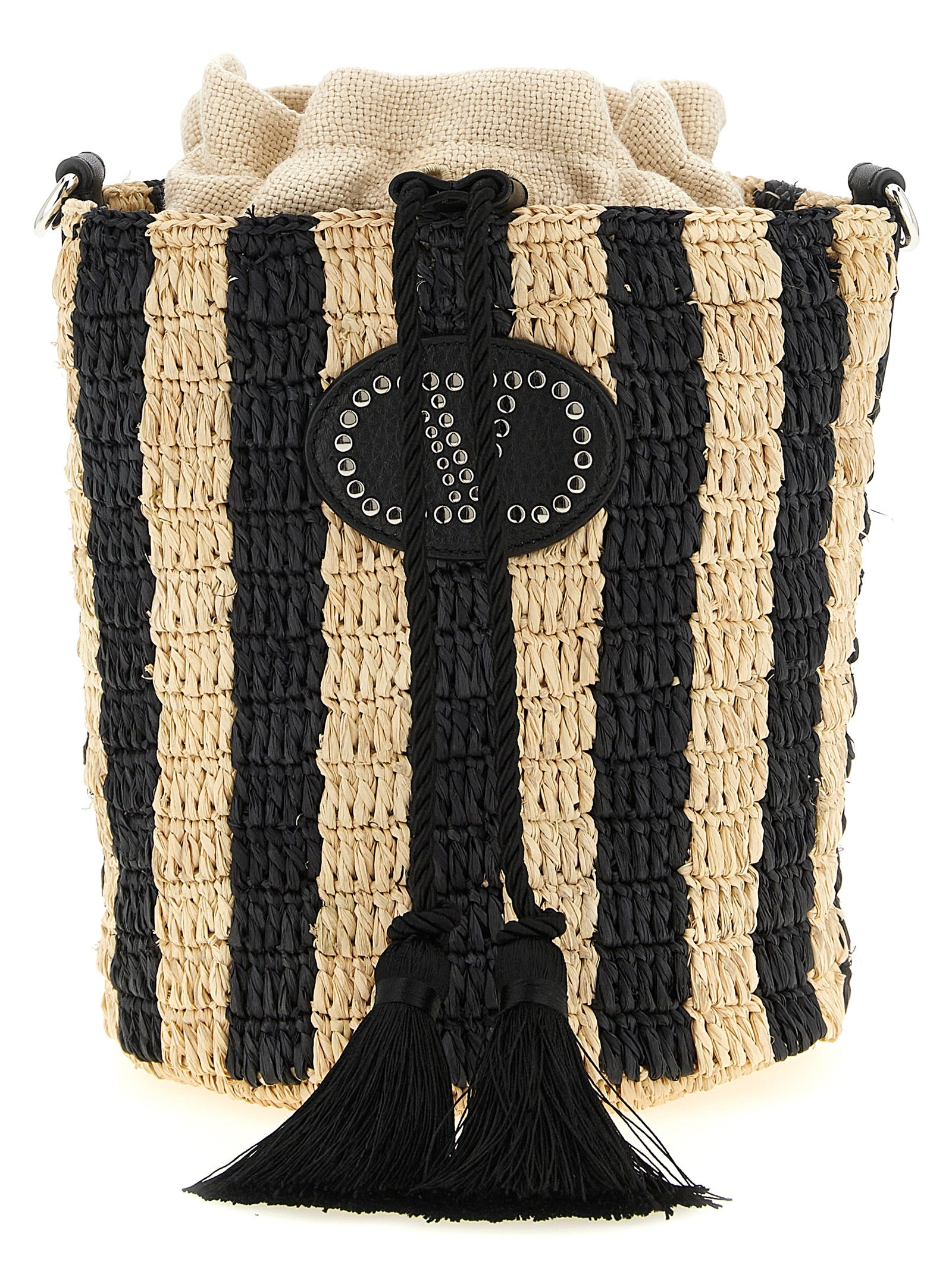 Valentino Garavani Black Straw Shoulder Women's Bag