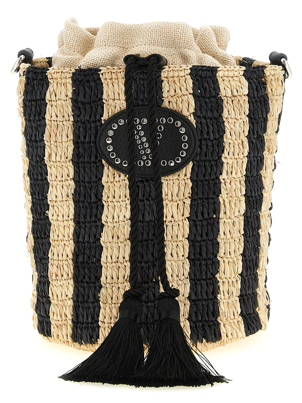 Valentino Garavani Black Straw Shoulder Women's Bag