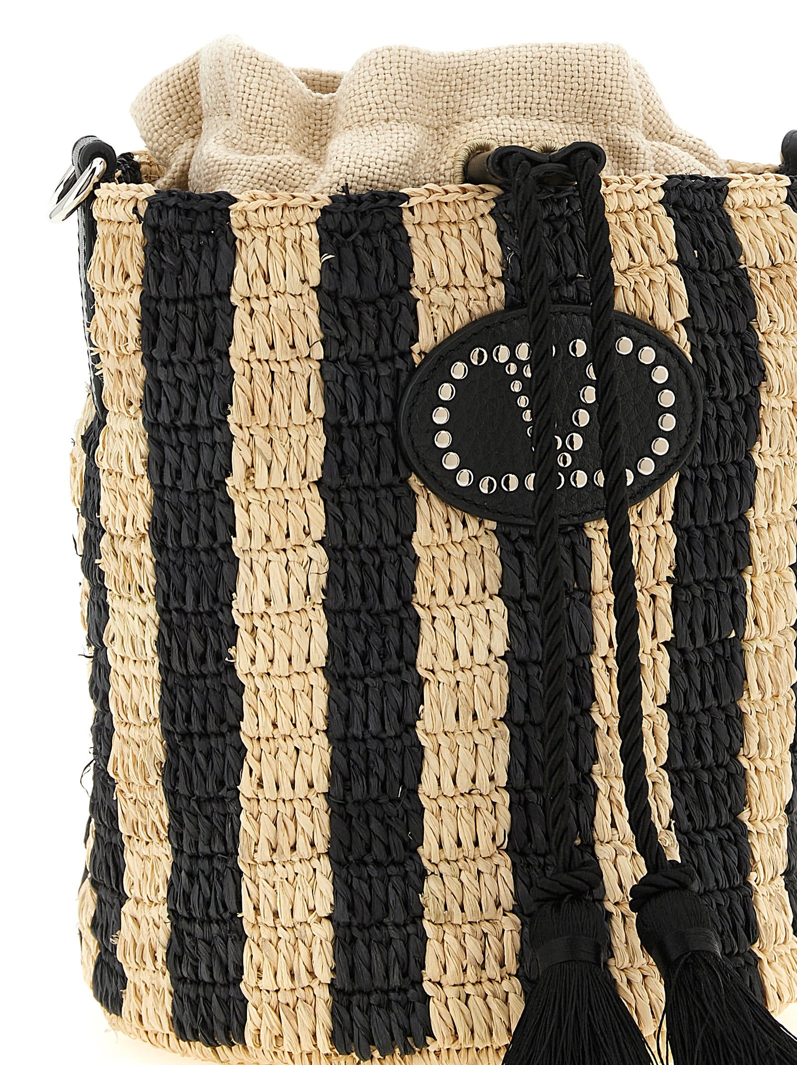 Valentino Garavani Black Straw Shoulder Women's Bag