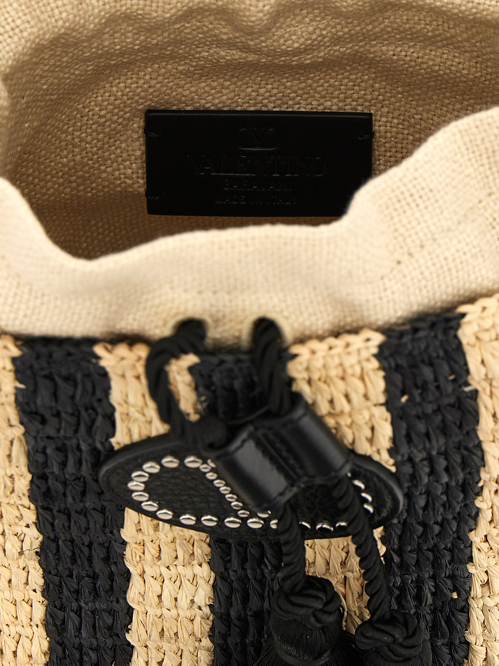 Valentino Garavani Black Straw Shoulder Women's Bag