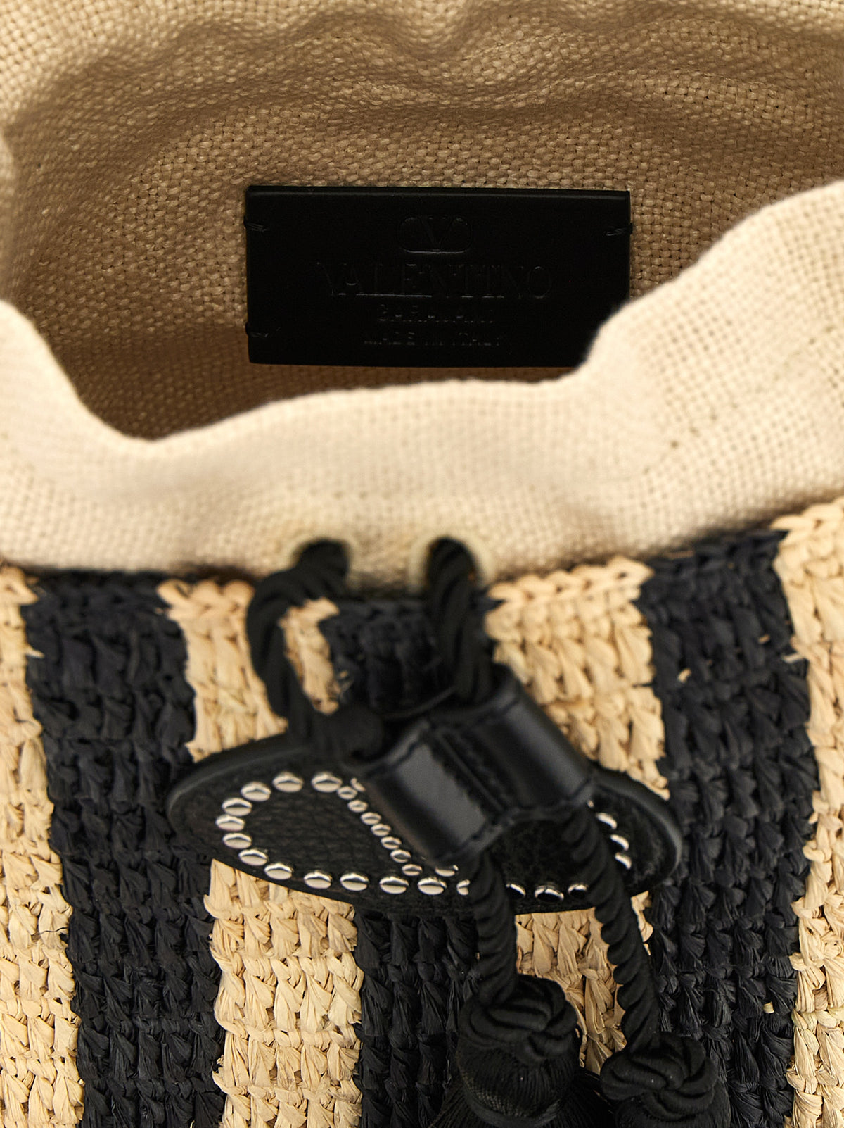 Valentino Garavani Black Straw Shoulder Women's Bag