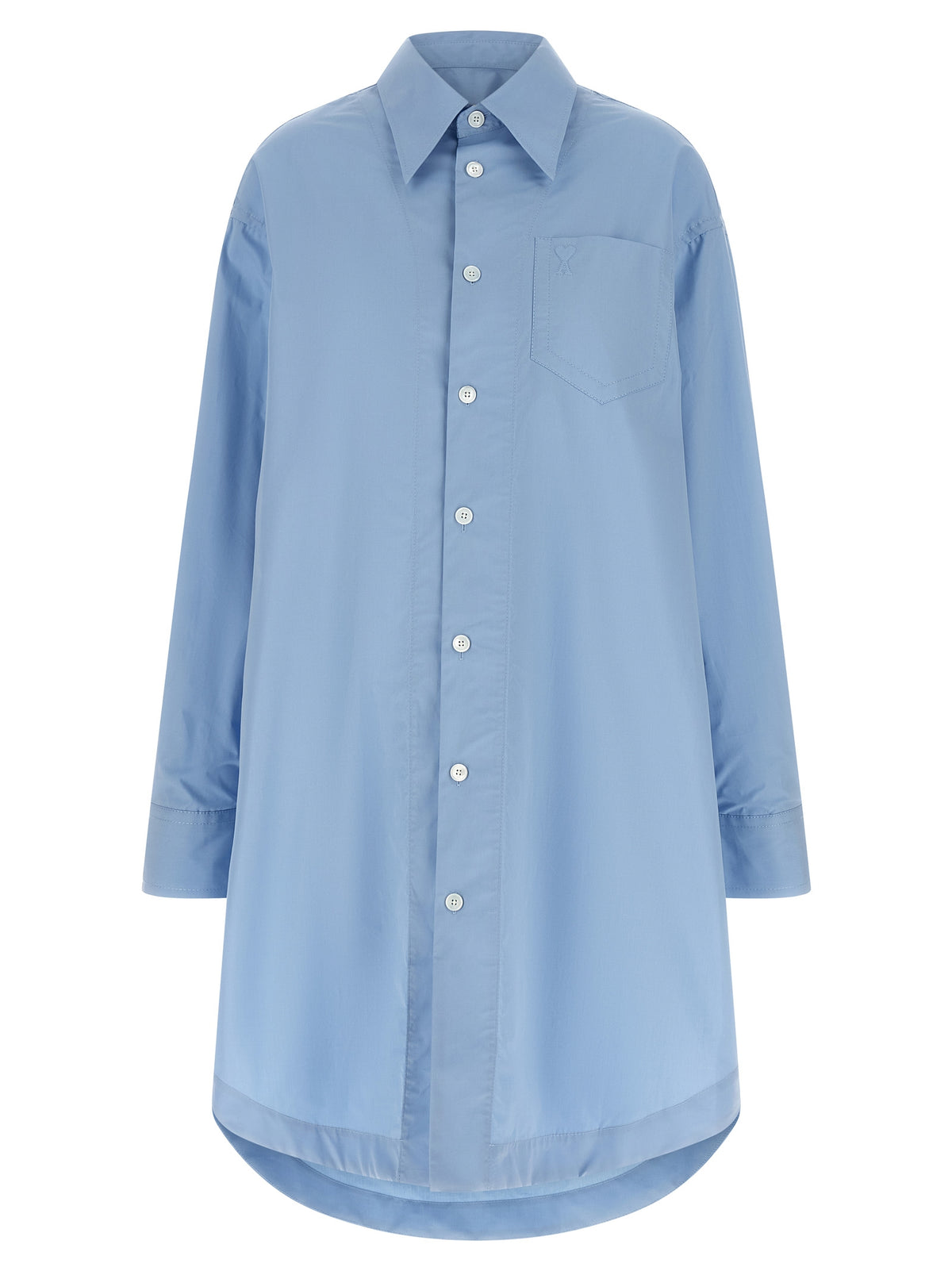 Ami Paris Blue Cotton Midi Women's Dress