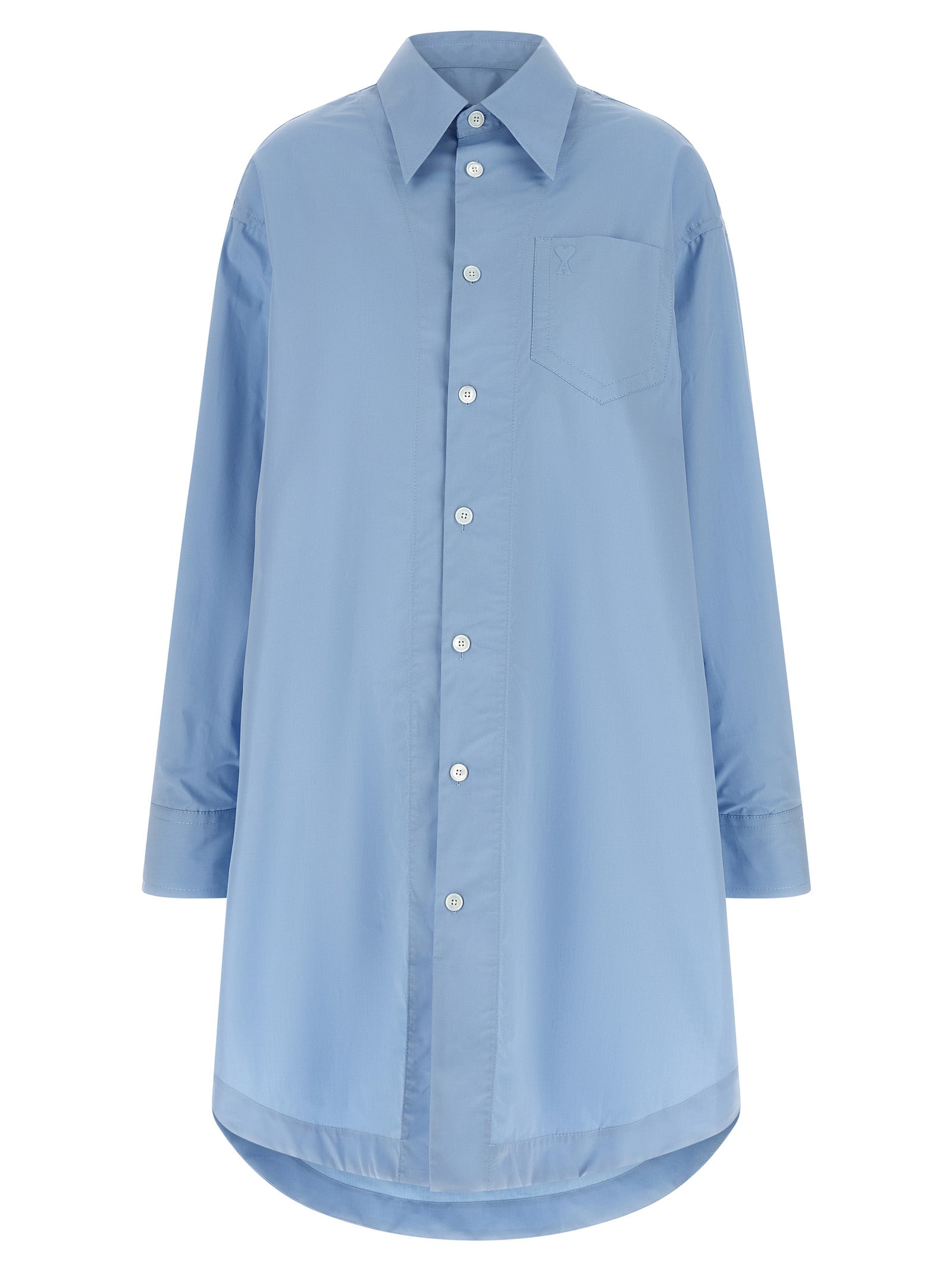 Ami Paris Blue Cotton Midi Women's Dress