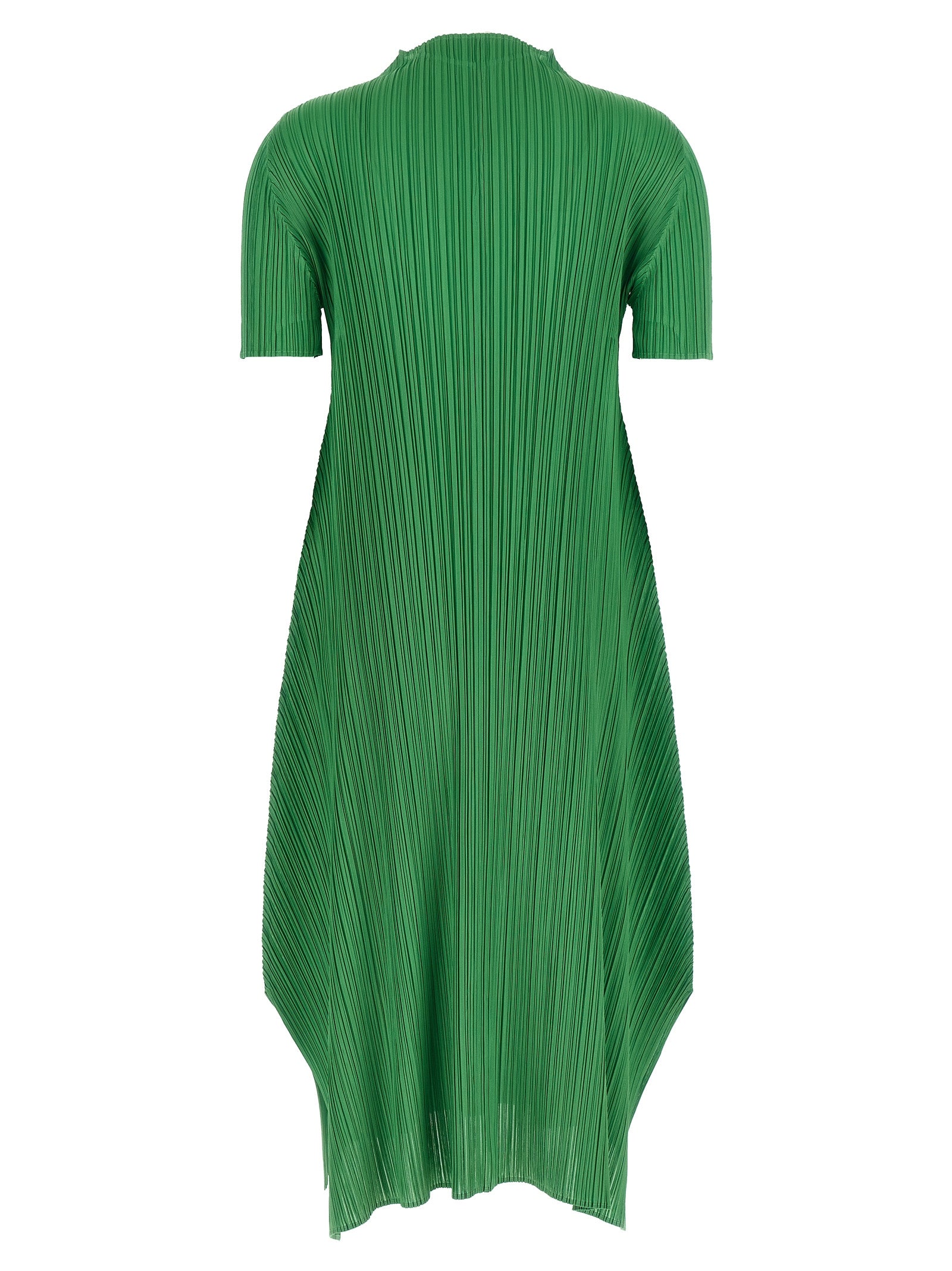 PLEATS PLEASE ISSEY MIYAKE Bicolor Polyester Midi Women's Dress