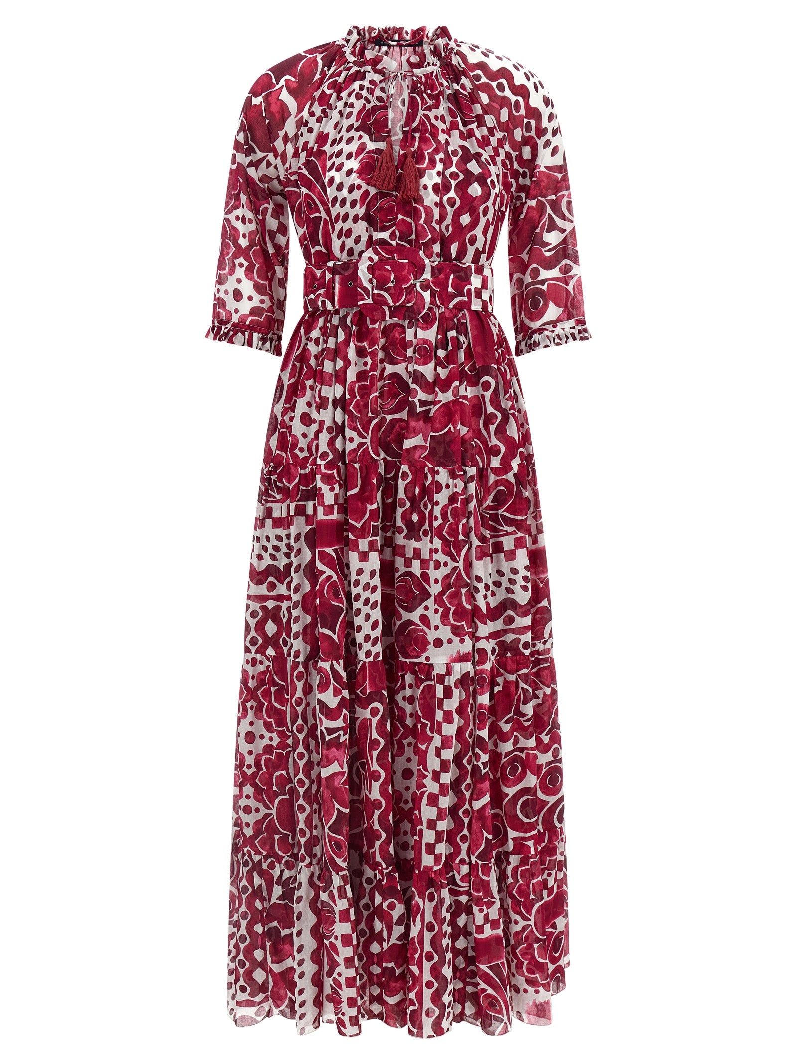 SAMANTHA SUNG Fuchsia Cotton Long Women's Dress