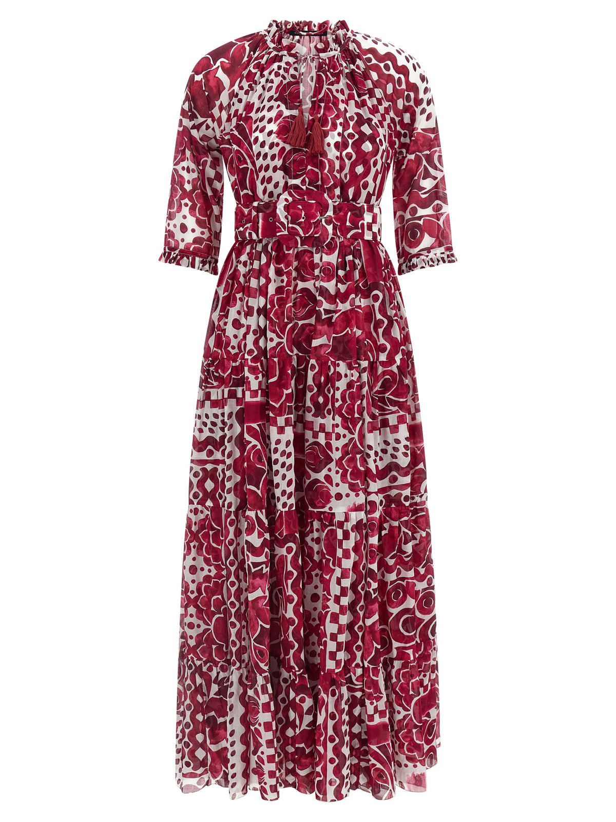 SAMANTHA SUNG Fuchsia Cotton Long Women's Dress