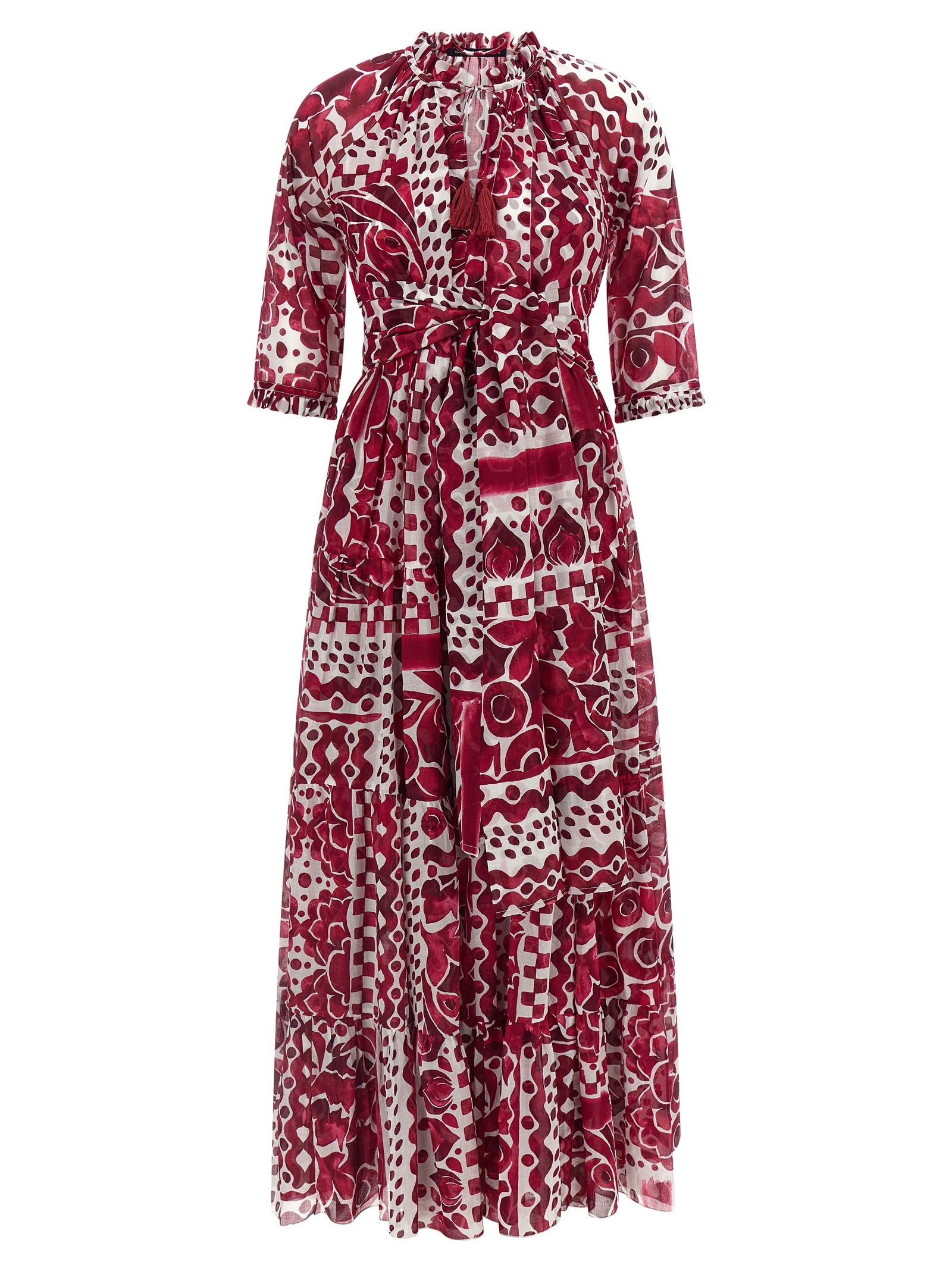SAMANTHA SUNG Fuchsia Cotton Long Women's Dress