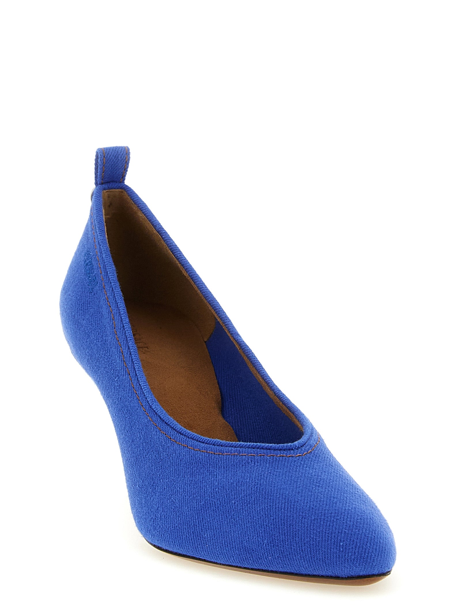 Versace Blue Cotton Mid Heel Women's Pumps