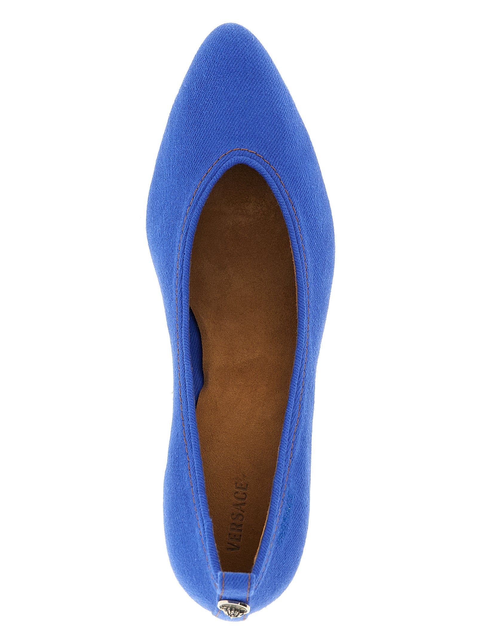 Versace Blue Cotton Mid Heel Women's Pumps