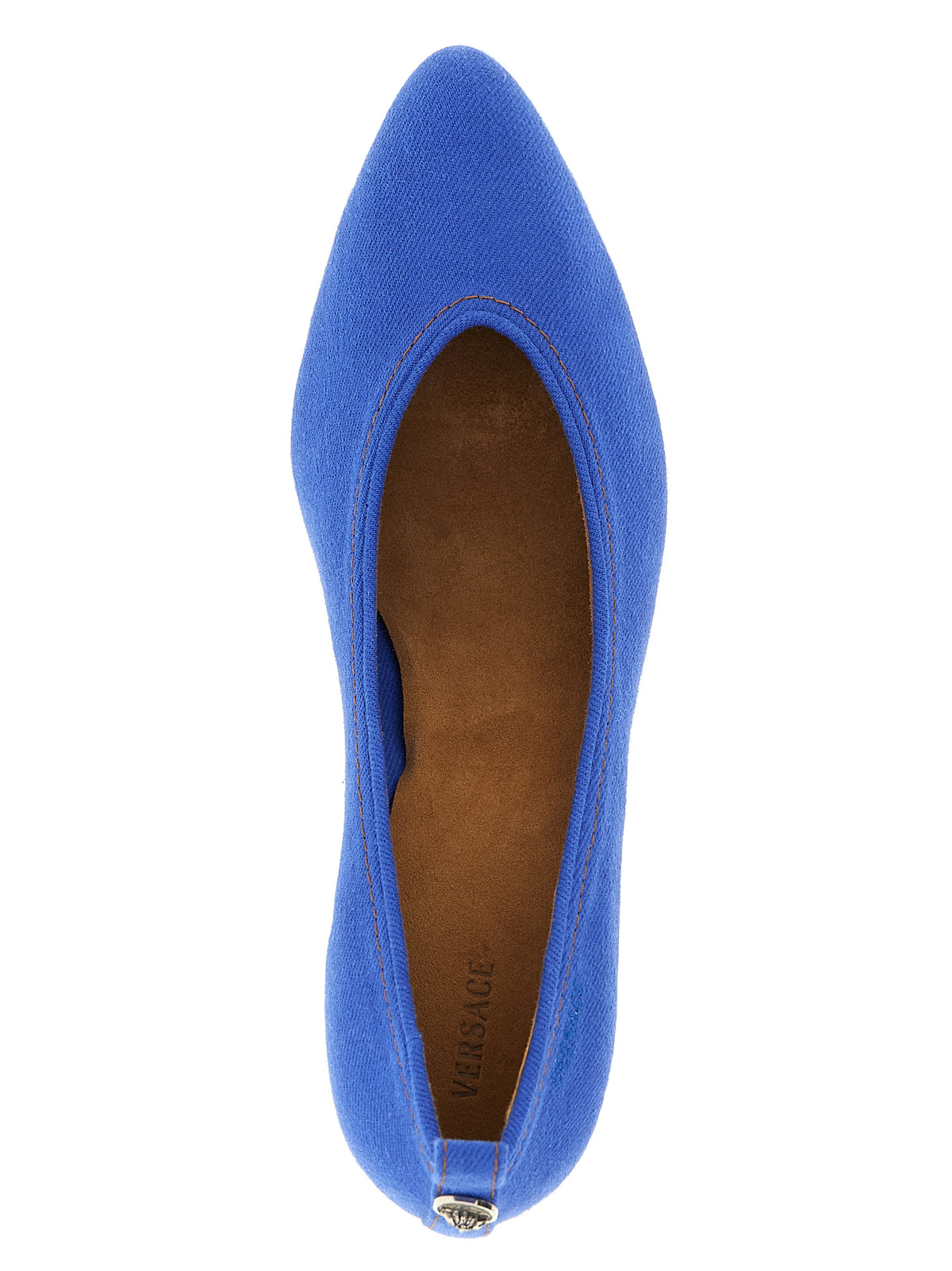 Versace Blue Cotton Mid Heel Women's Pumps