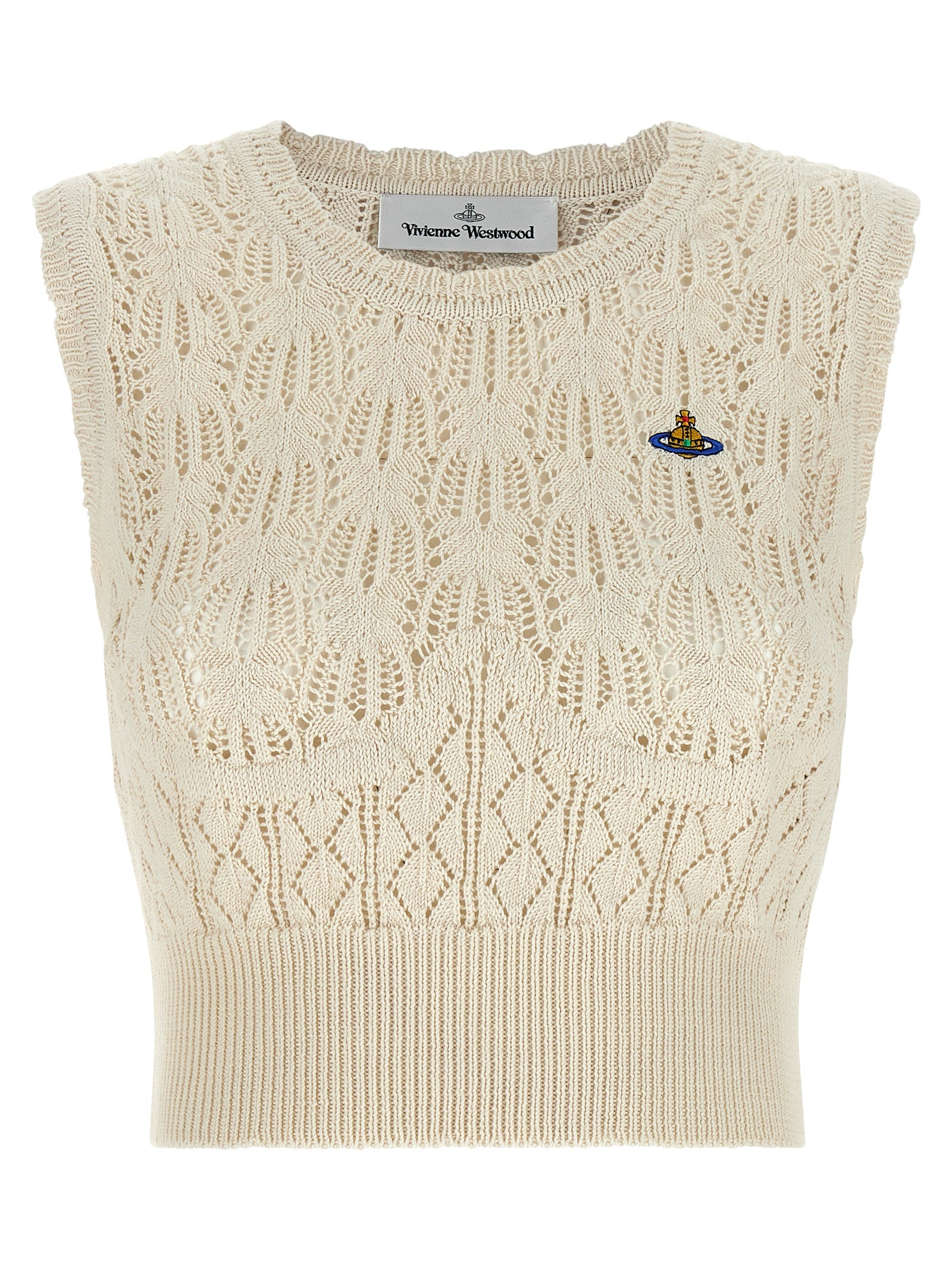 Vivienne Westwood Beige Cotton Sleeveles Women's T-Shirt