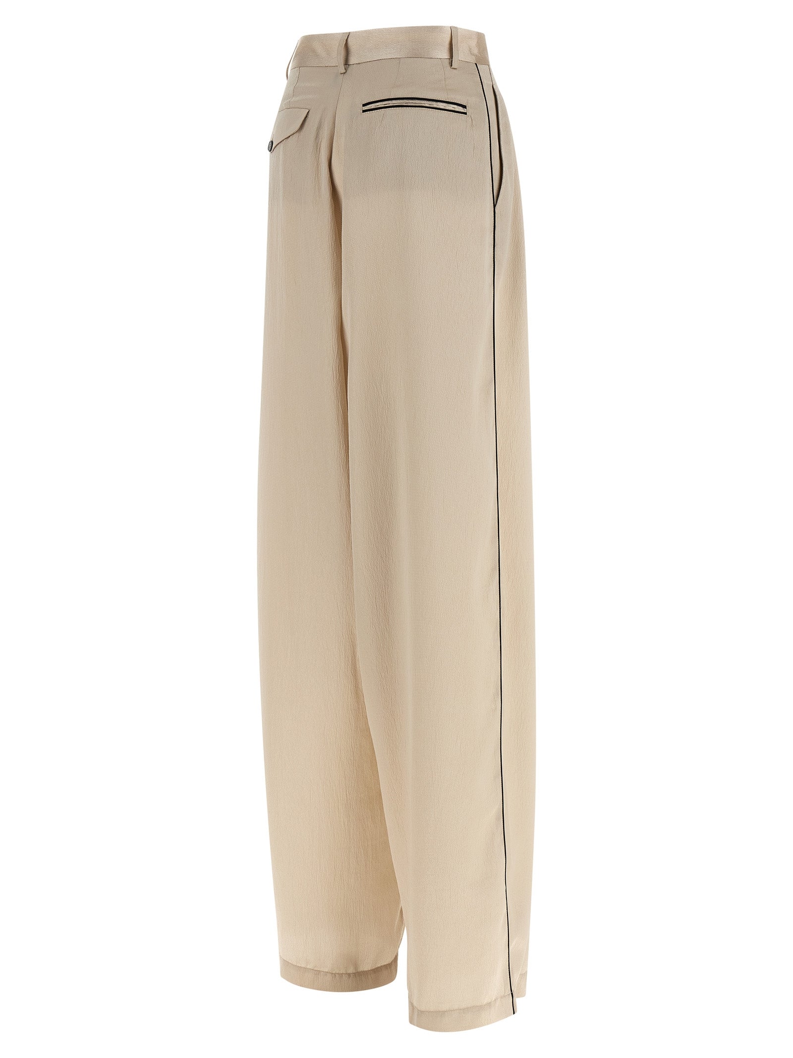 MAISON JEJIA Beige Polyester Casual Women's Pants