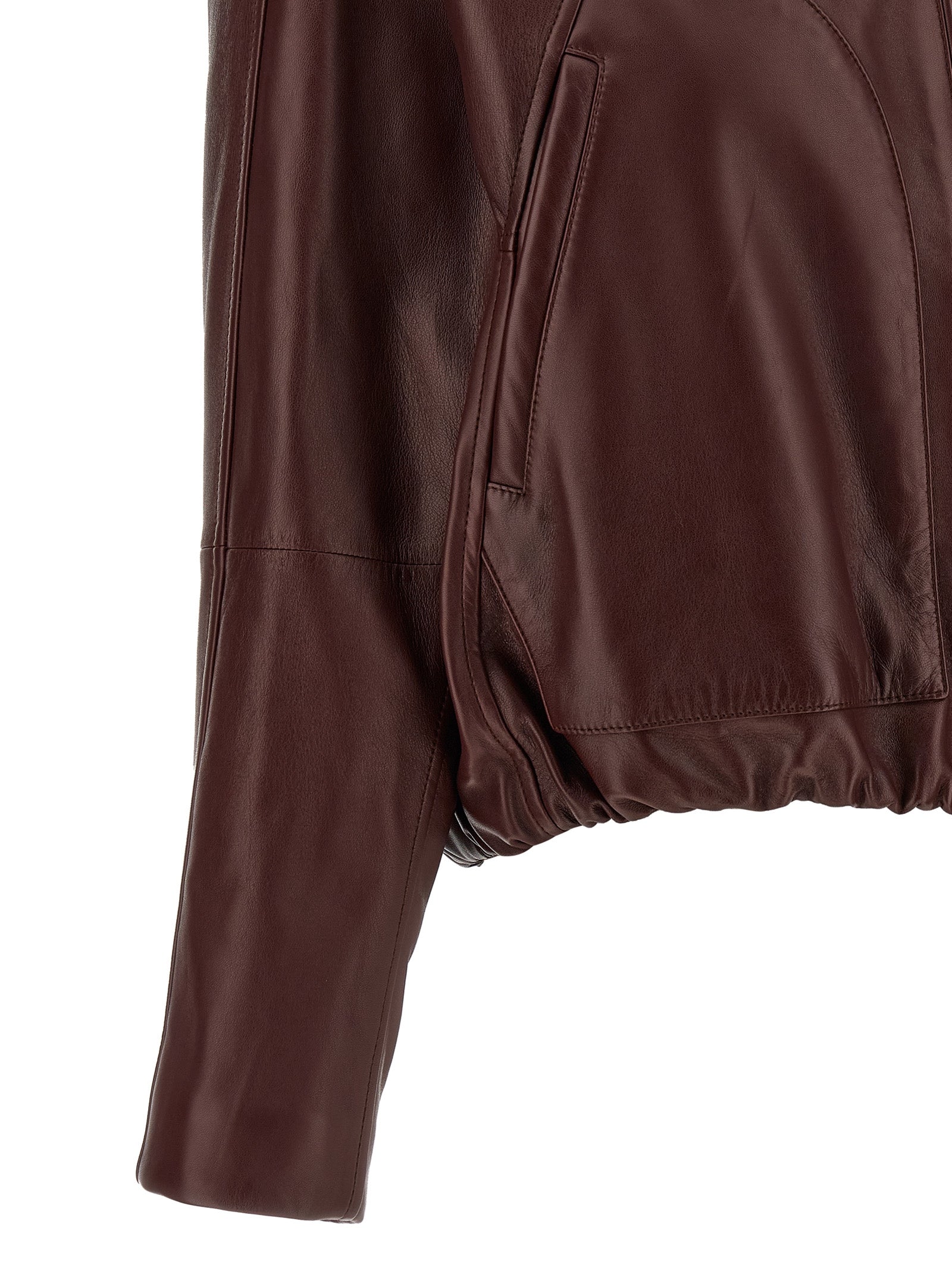 Brunello Cucinelli Bordeaux Calfskin Leather Women's Jacket