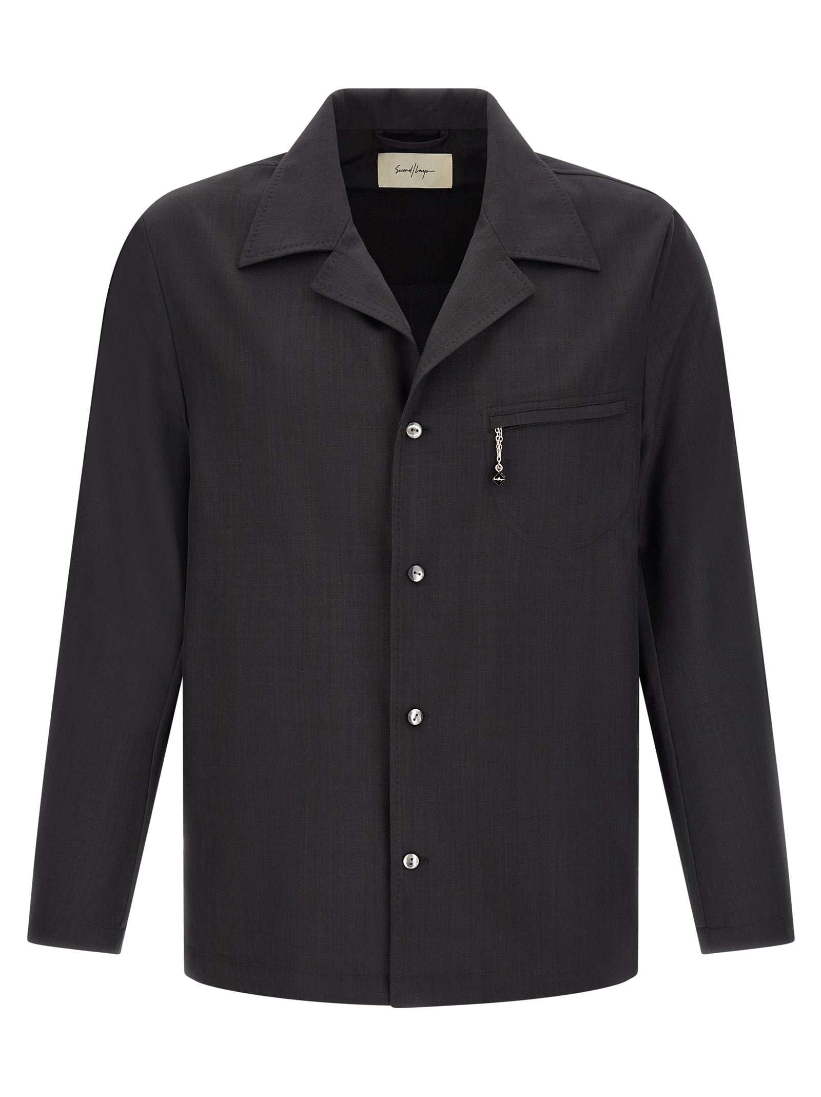 SECOND/LAYER Gray Polyester Men's Blouse