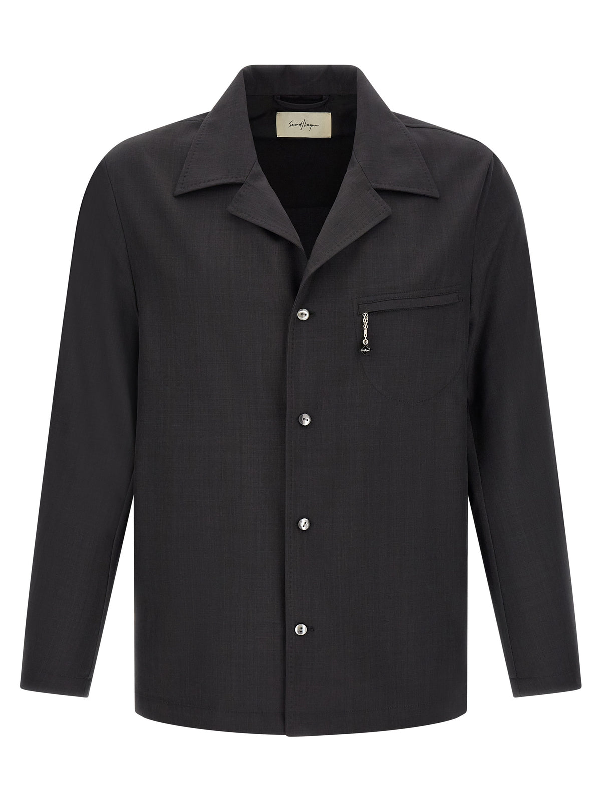 SECOND/LAYER Gray Polyester Men's Blouse