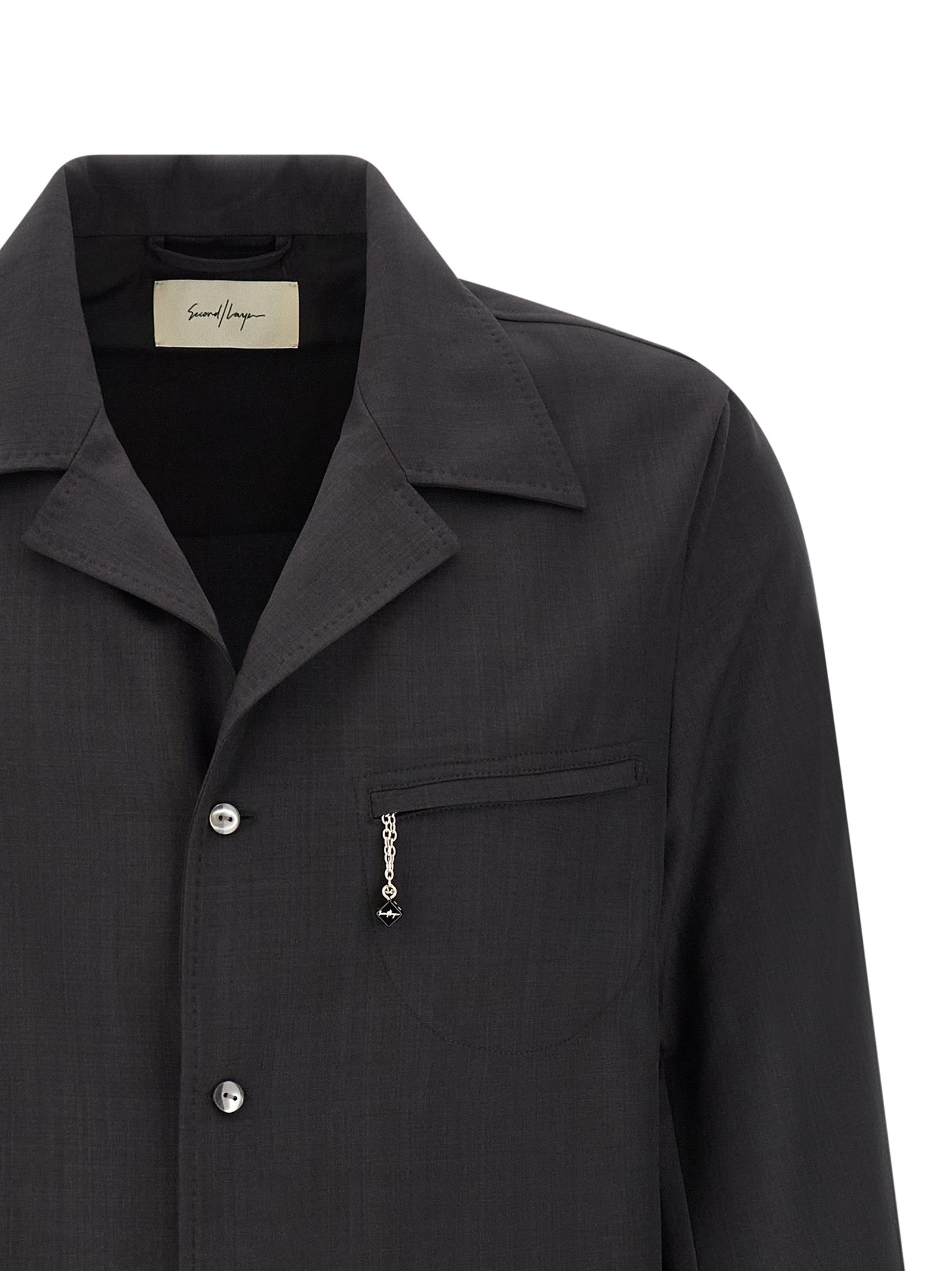 SECOND/LAYER Gray Polyester Men's Blouse