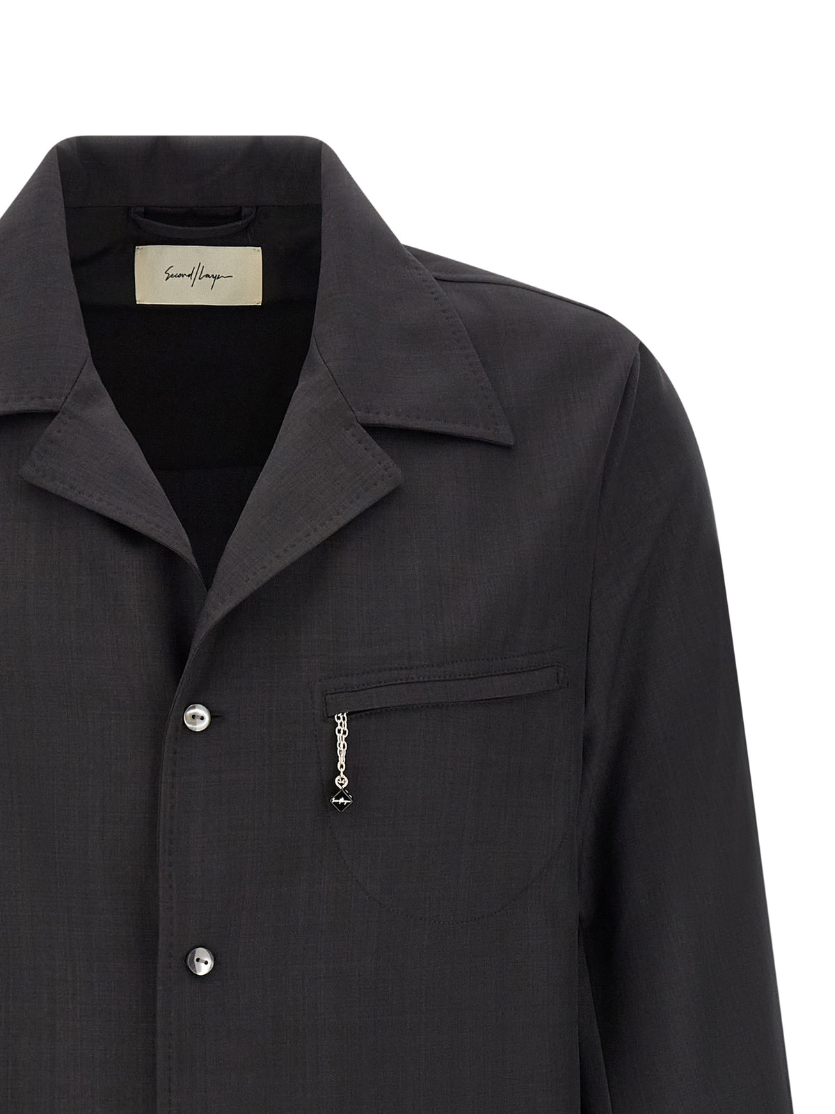 SECOND/LAYER Gray Polyester Men's Blouse