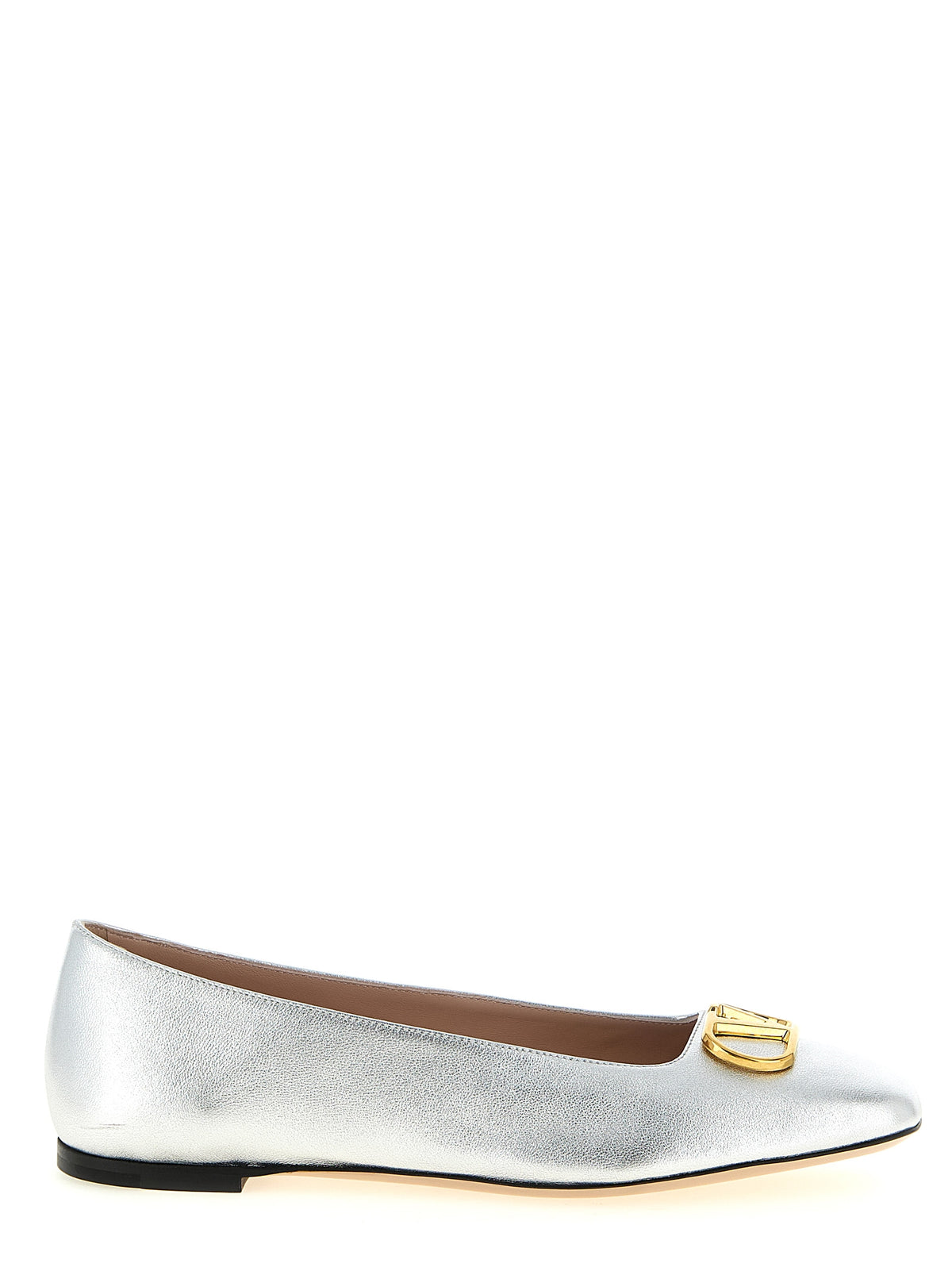 Valentino Garavani Silver Lamb Leather Ballet Women's Flats
