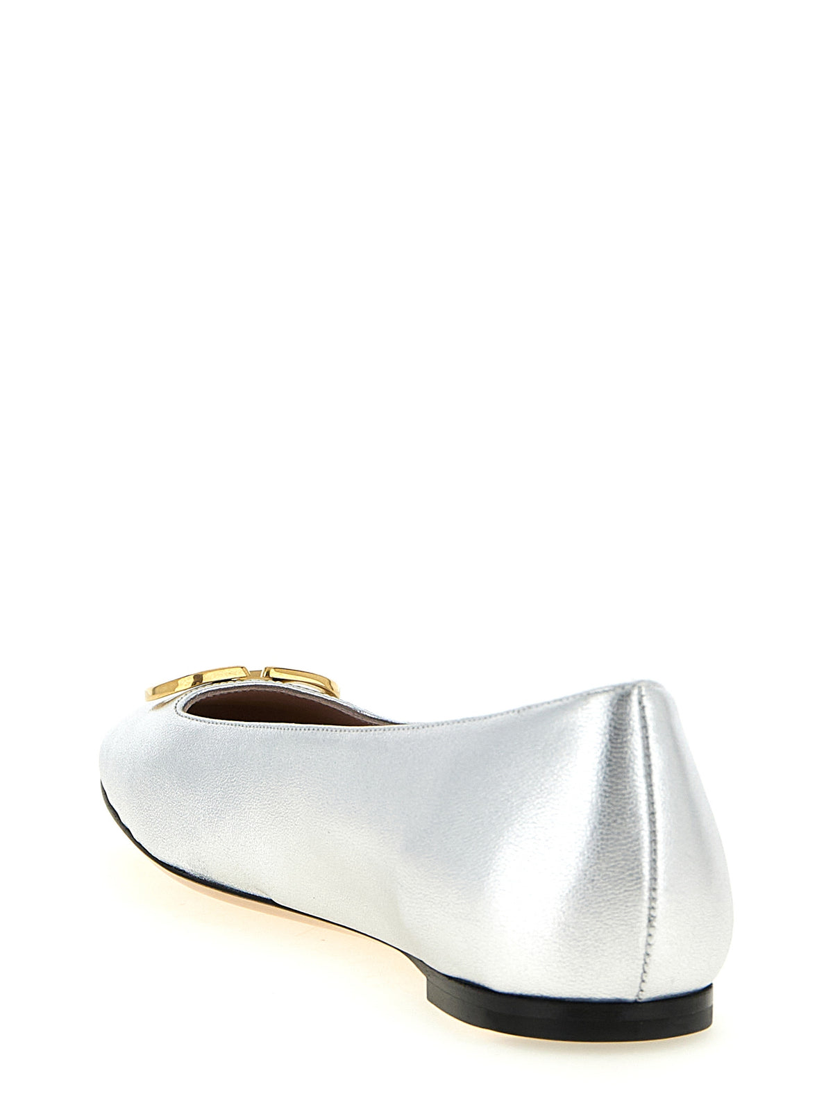 Valentino Garavani Silver Lamb Leather Ballet Women's Flats