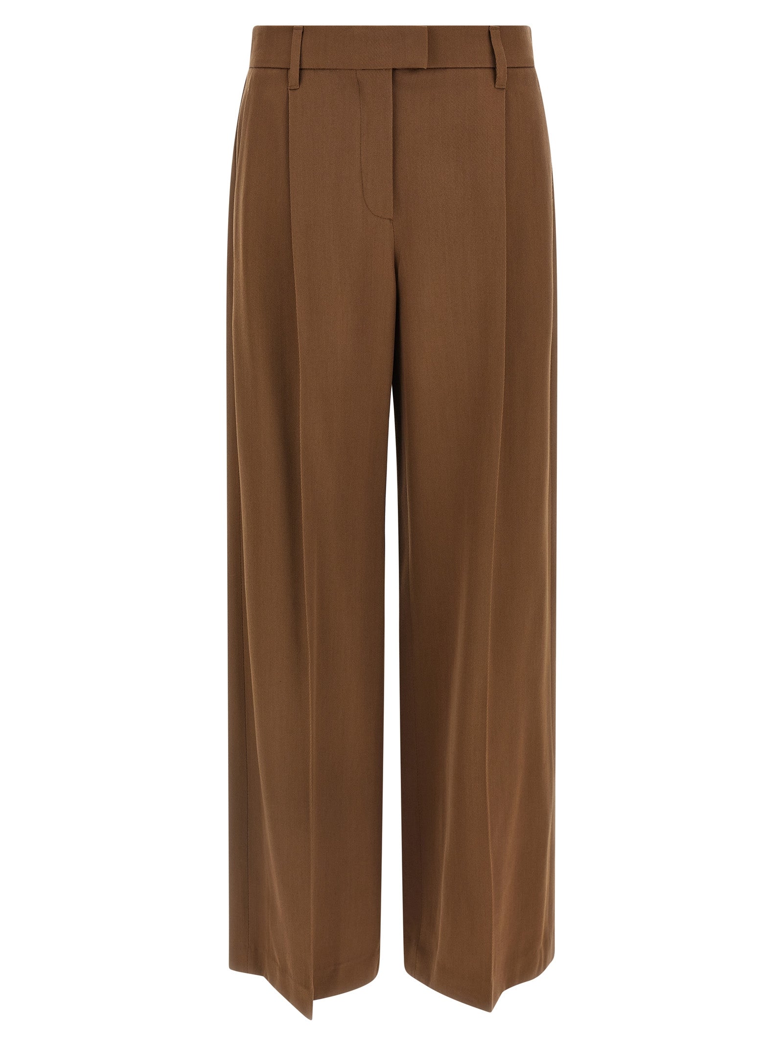 Brunello Cucinelli Brown Virgin Wool Casual Women's Pants