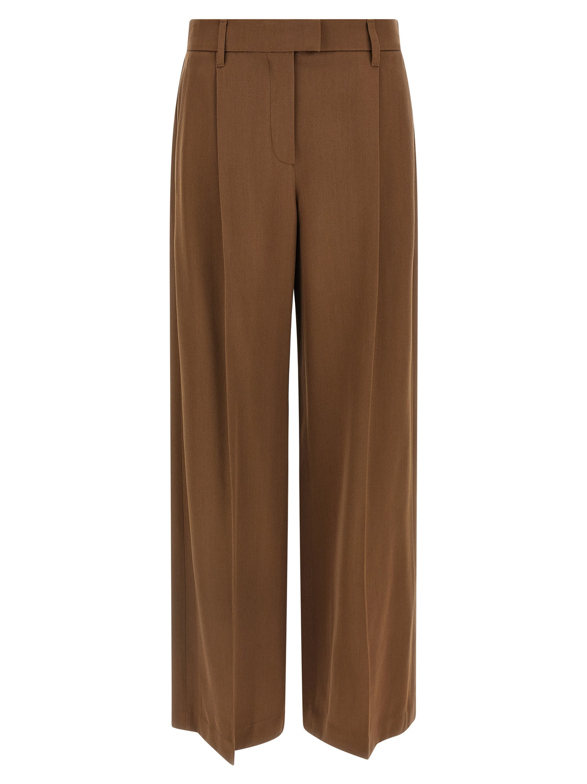 Brunello Cucinelli Brown Virgin Wool Casual Women's Pants