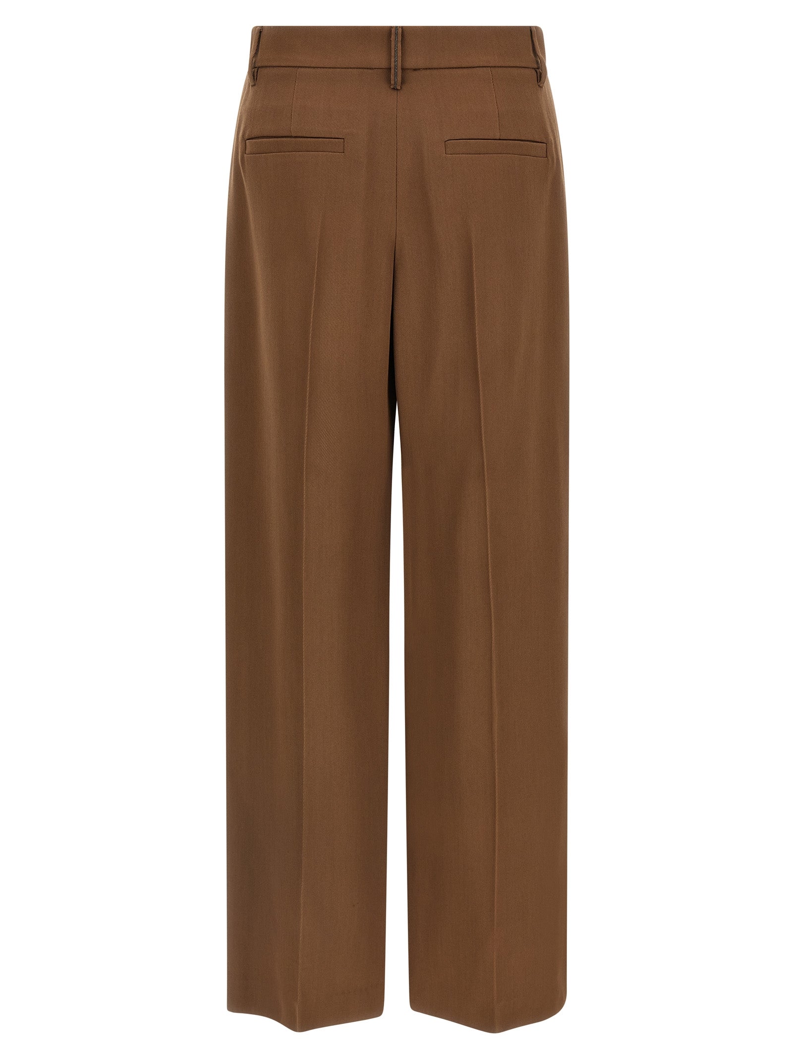 Brunello Cucinelli Brown Virgin Wool Casual Women's Pants